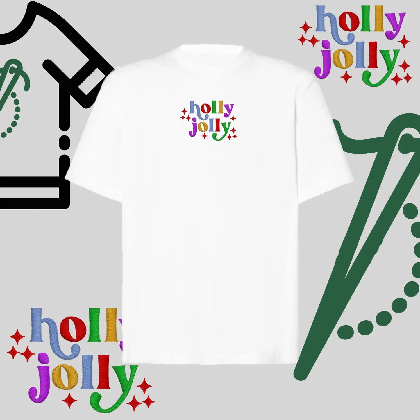 Koszulka oversize "Holly Jolly" – haft komputerowy, styl z przesłaniem Haft z radości