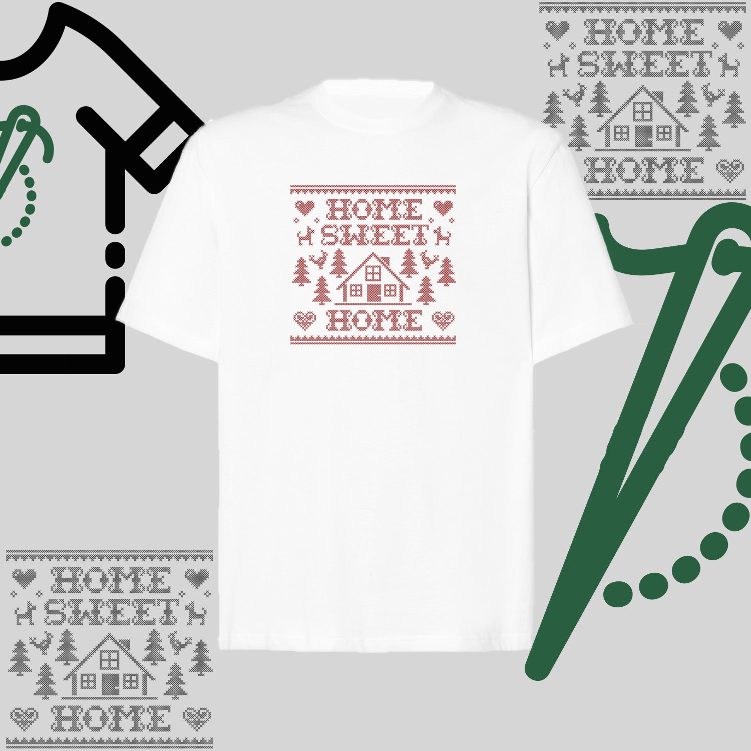 Koszulka oversize "Home Sweet Home" – haft komputerowy, styl z przesłaniem