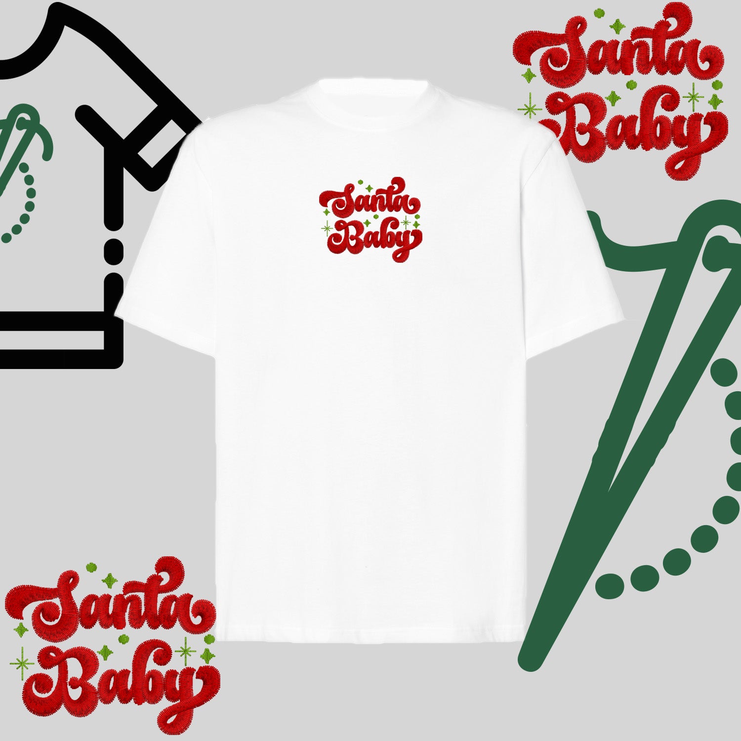 Koszulka oversize "Santa Baby" – haft komputerowy, styl z przesłaniem