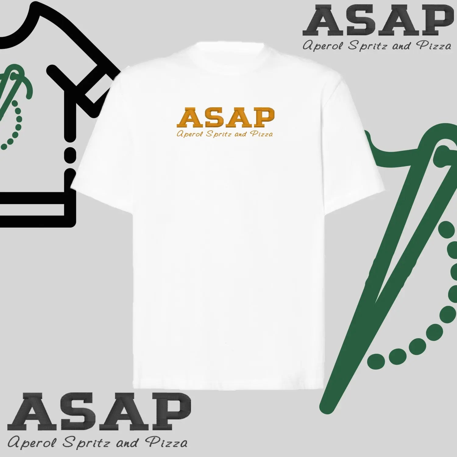 Koszulka oversize "ASAP – Aperol Spritz and Pizza" – haft, włoski klimat Haft z radości