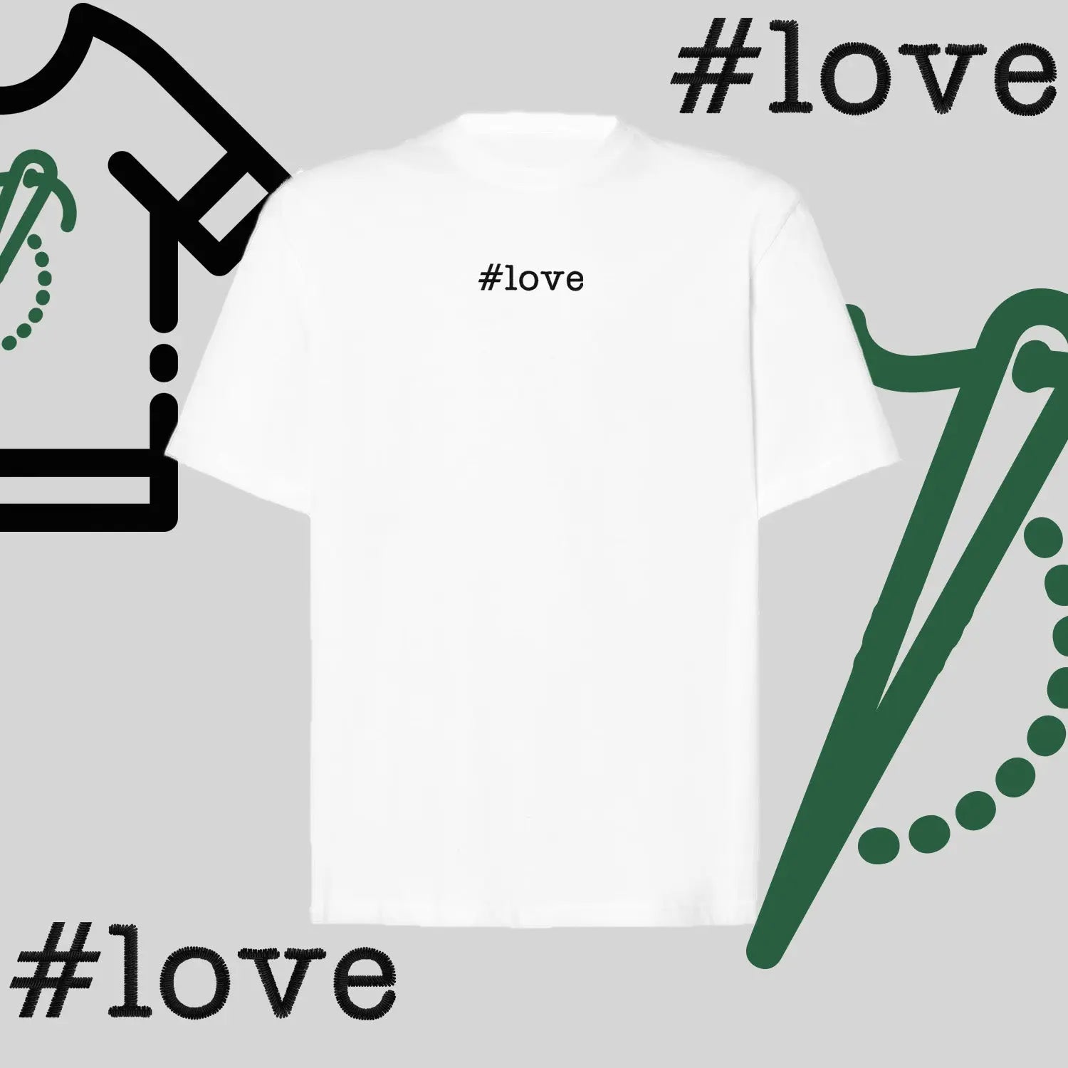 Koszulka oversize "#love" – haft komputerowy, styl z pozytywnym przekazem Haft z radości