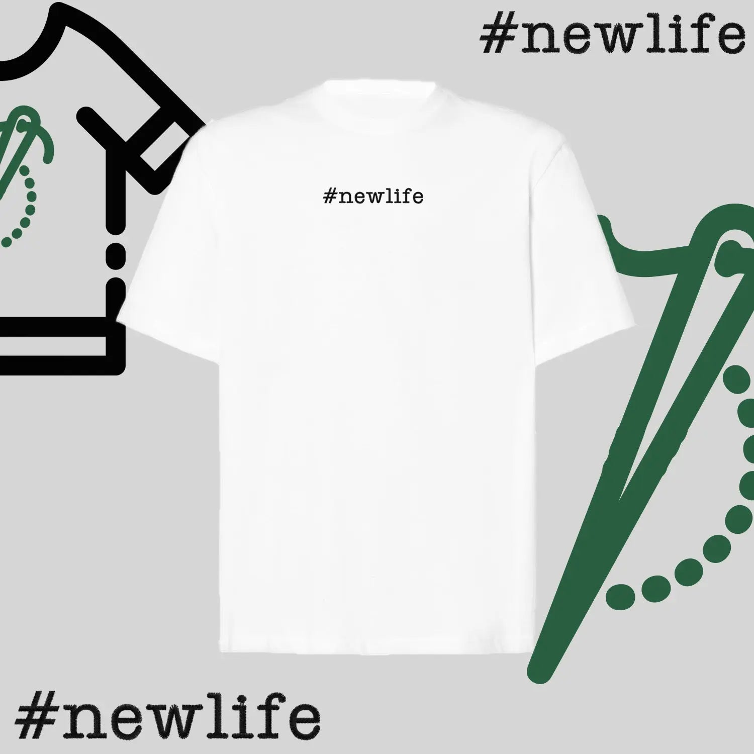 Koszulka oversize "#newlife" – haft komputerowy, inspiracja na nowy początek Haft z radości