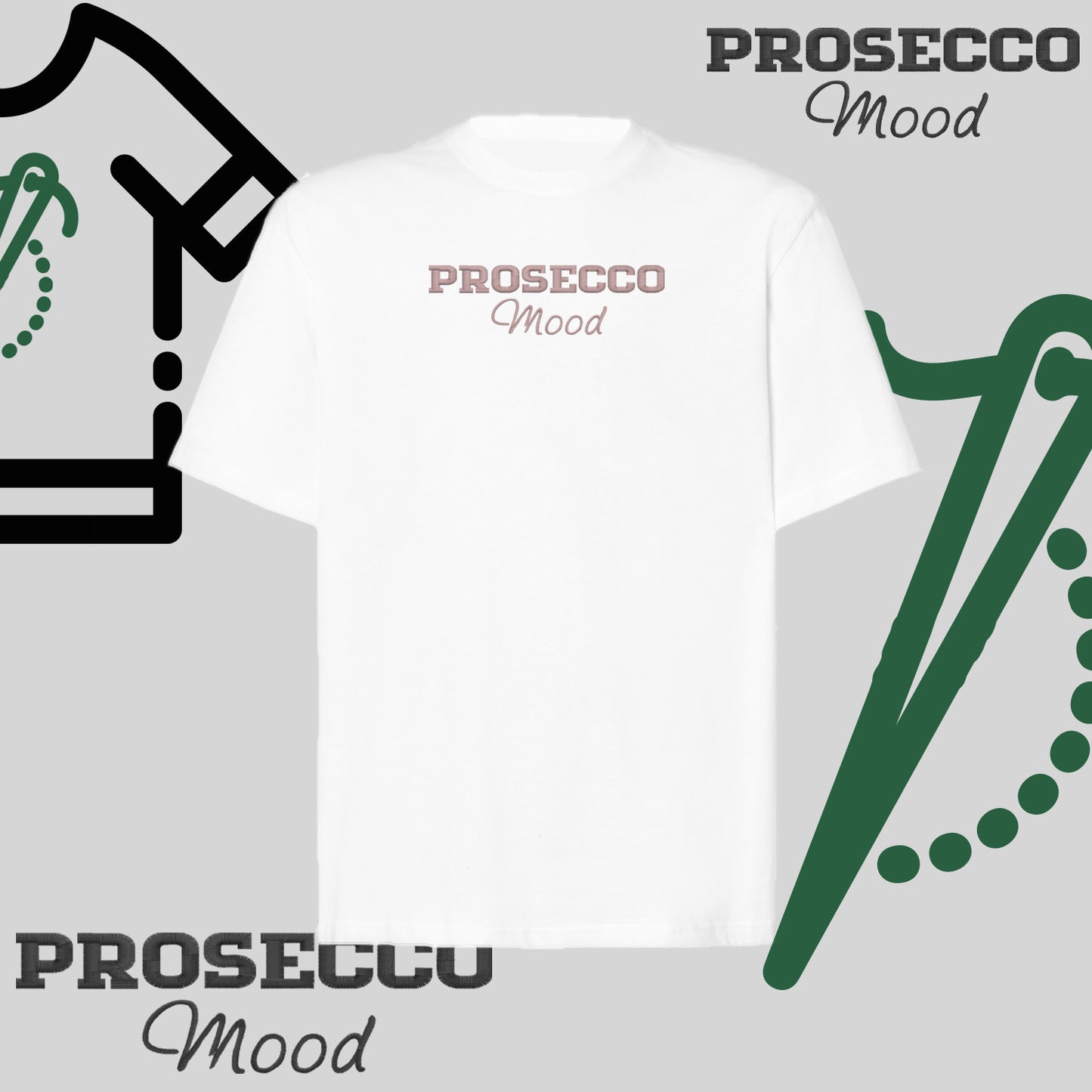 Koszulka oversize "PROSECCO MOOD" – haft komputerowy, styl na każdą okazję