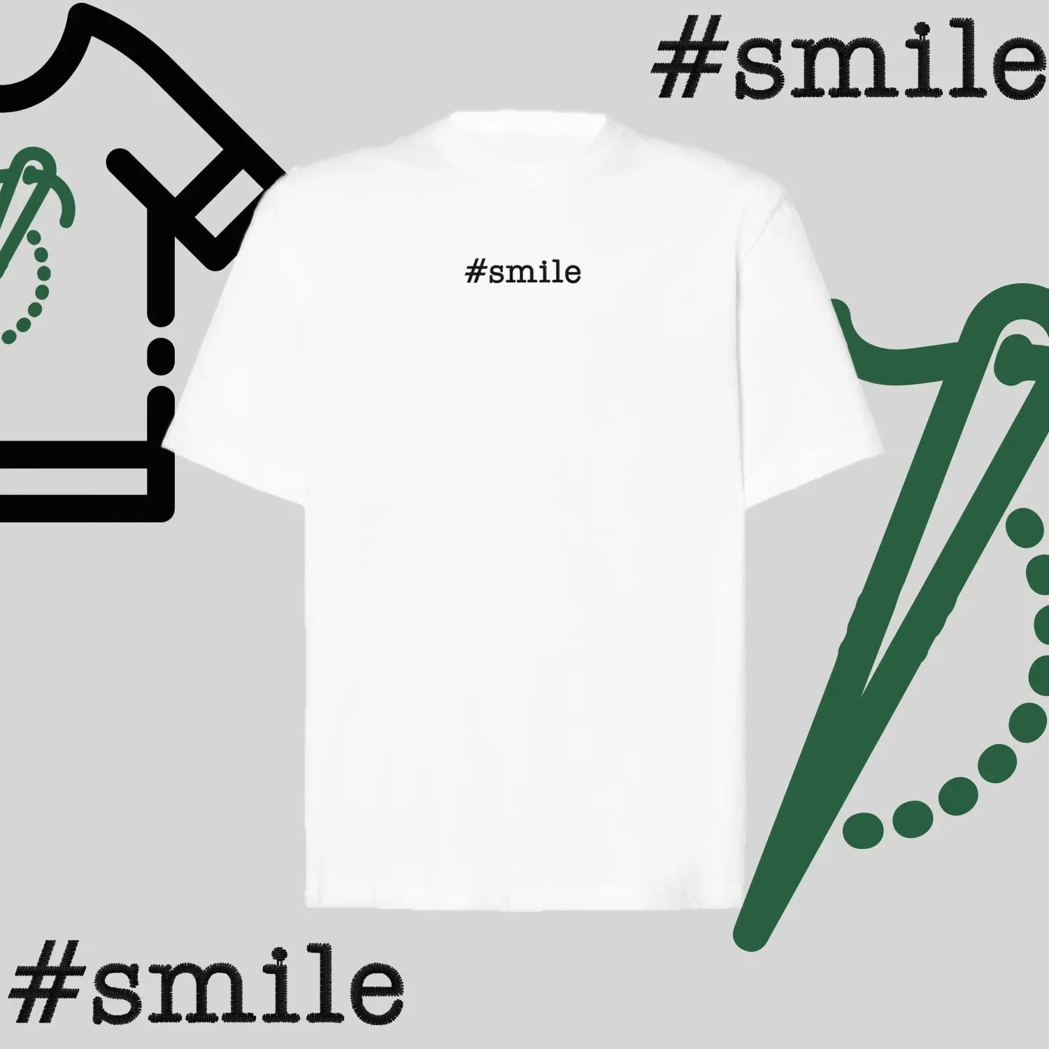 Koszulka oversize "#SMILE" – haft komputerowy, pozytywny styl na co dzień Haft z radości