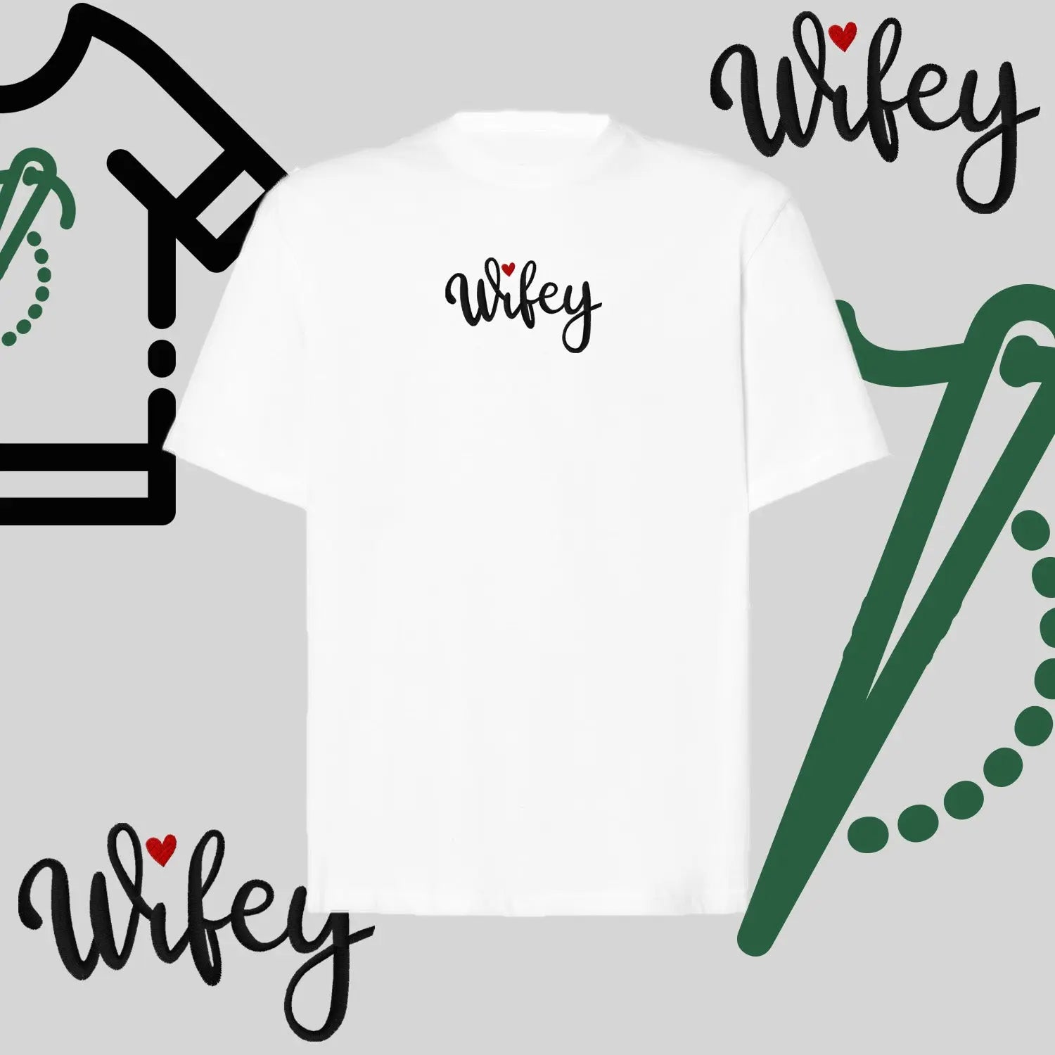 Koszulka oversize "WIFEY" – haft komputerowy, styl dla żony z humorem Haft z radości