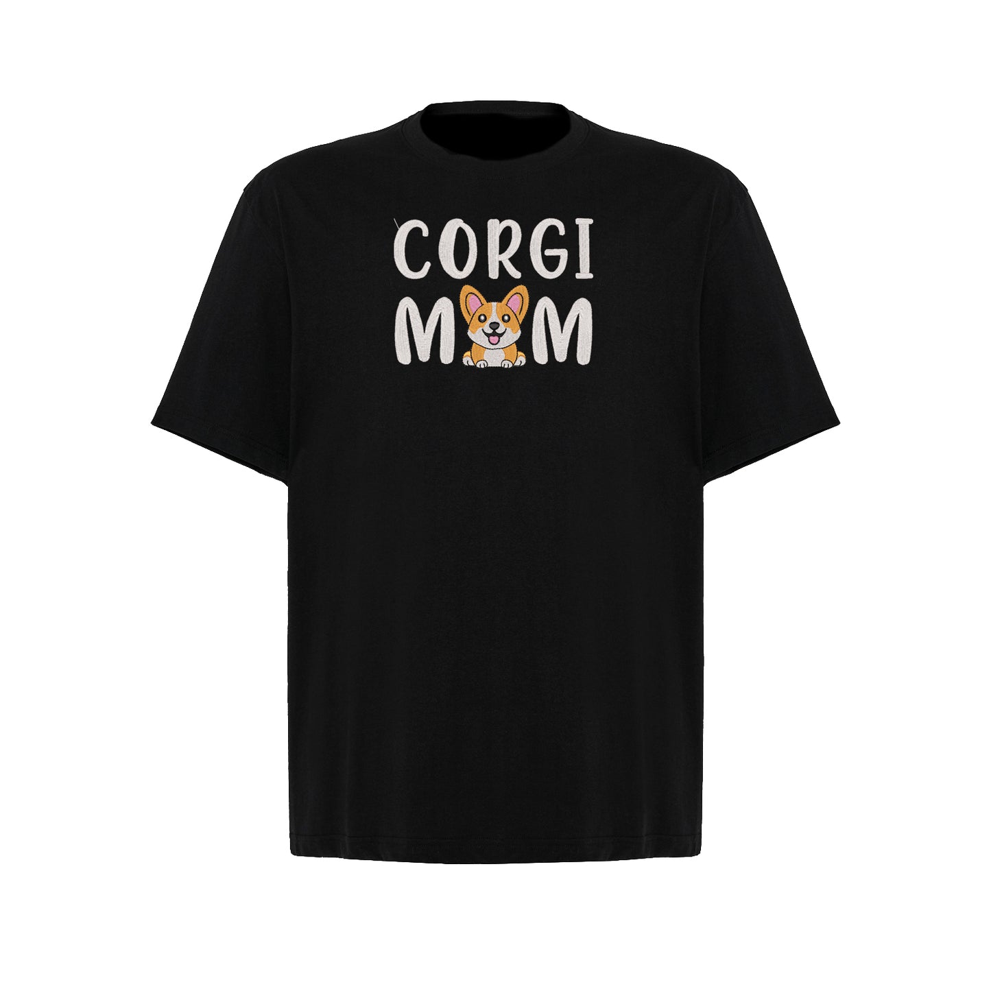 Koszulka Corgi Mom – Haft komputerowy | Damska, Unisex, Oversize Haft z radości - nadruki i haft na odzieży Warszawa