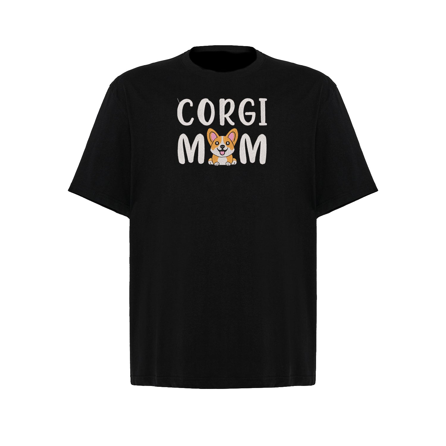 Koszulka Corgi Mom – Haft komputerowy | Damska, Unisex, Oversize Haft z radości - nadruki i haft na odzieży Warszawa