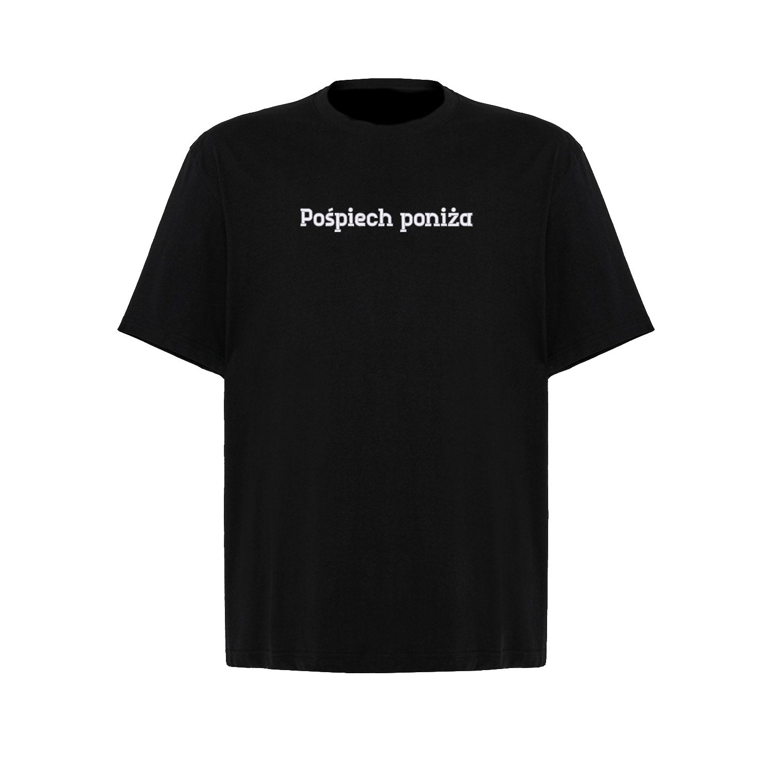 Koszulka oversize „Pośpiech poniża” – Haft 3D, Styl i Dystans do Życia
