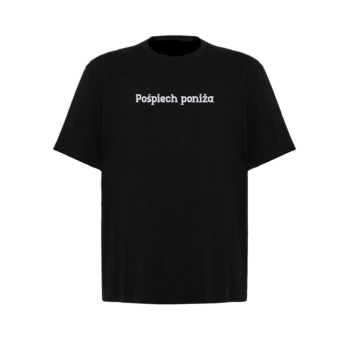 Koszulka oversize „Pośpiech poniża” – Haft 3D, Styl i Dystans do Życia