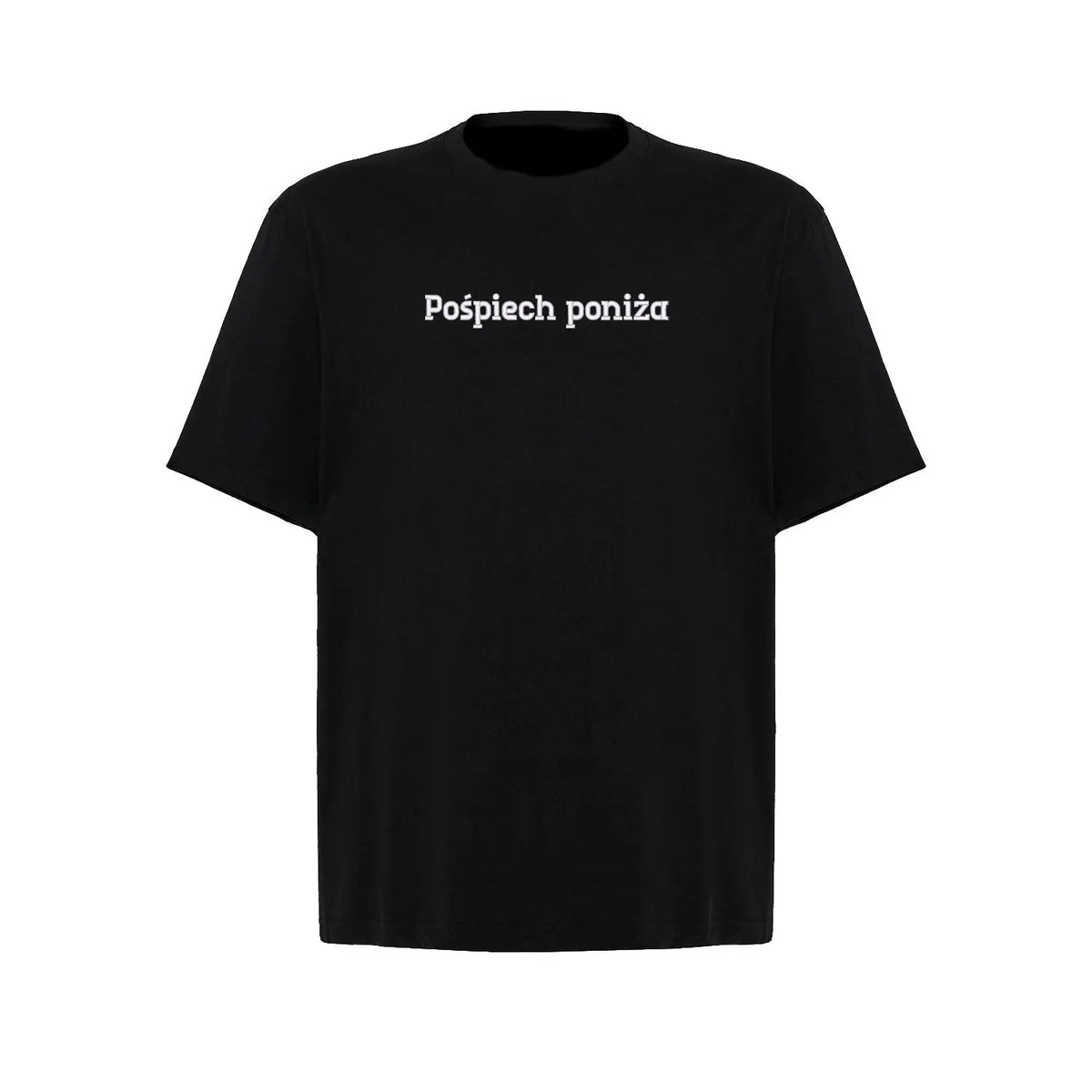 Koszulka oversize „Pośpiech poniża” – Haft 3D, Styl i Dystans do Życia Haft z radości