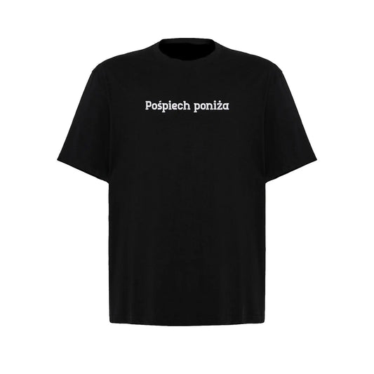 Koszulka oversize „Pośpiech poniża” – Haft 3D, Styl i Dystans do Życia Haft z radości