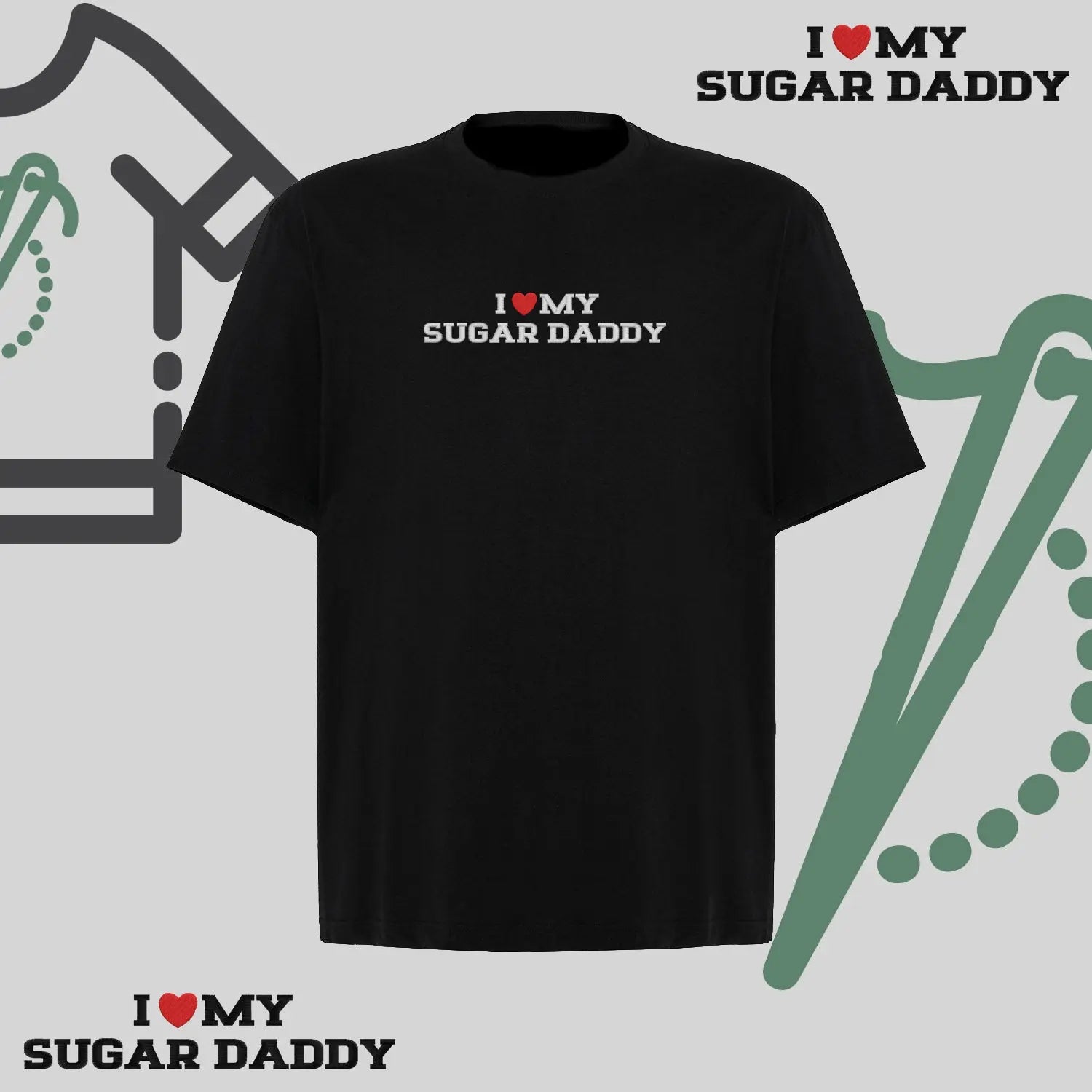 Koszulka oversize z haftem „„I❤️ MY SUGAR DADDY" Haft z radości