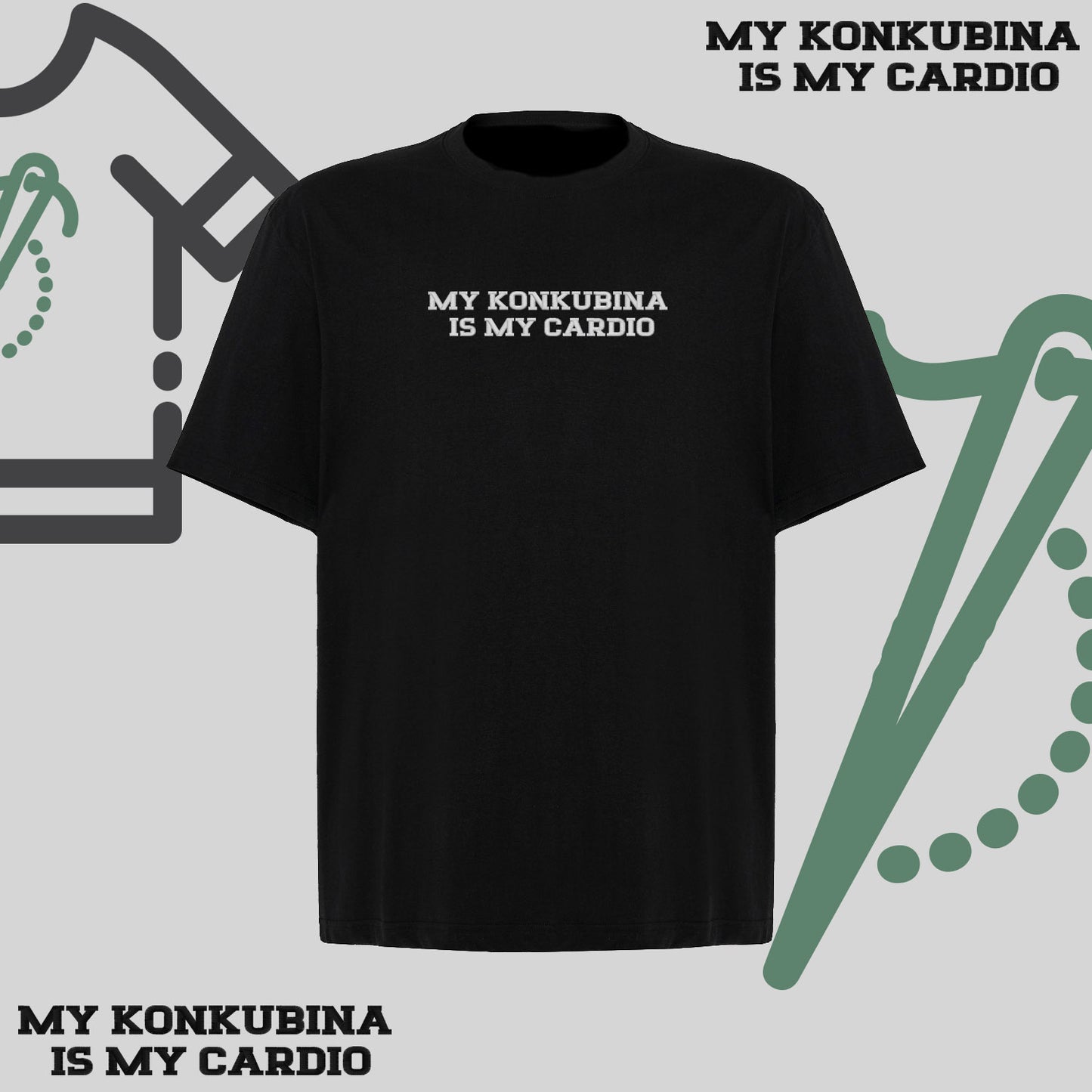 Koszulka oversize z haftem „My Konkubina is my cardio"