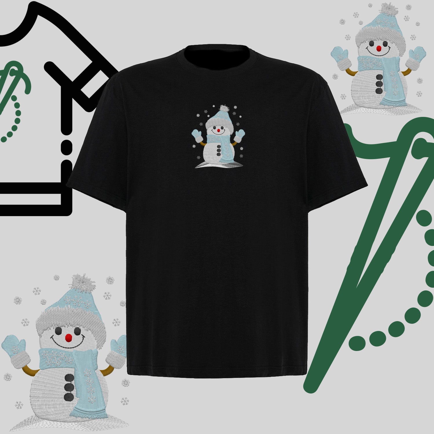 Koszulka oversize "Bałwanek" – haft komputerowy, styl z przesłaniem