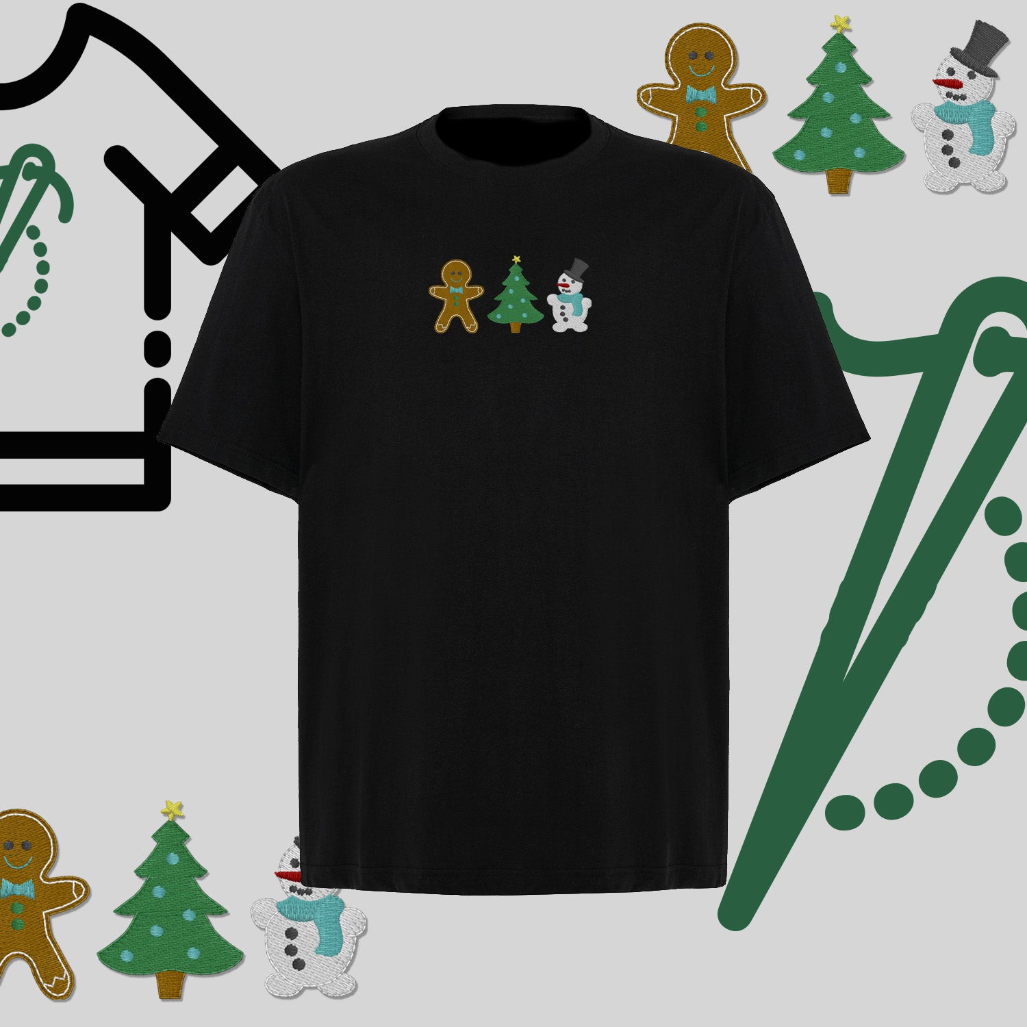 Koszulka oversize "Świąteczna Gromada" – haft komputerowy, styl z przesłaniem