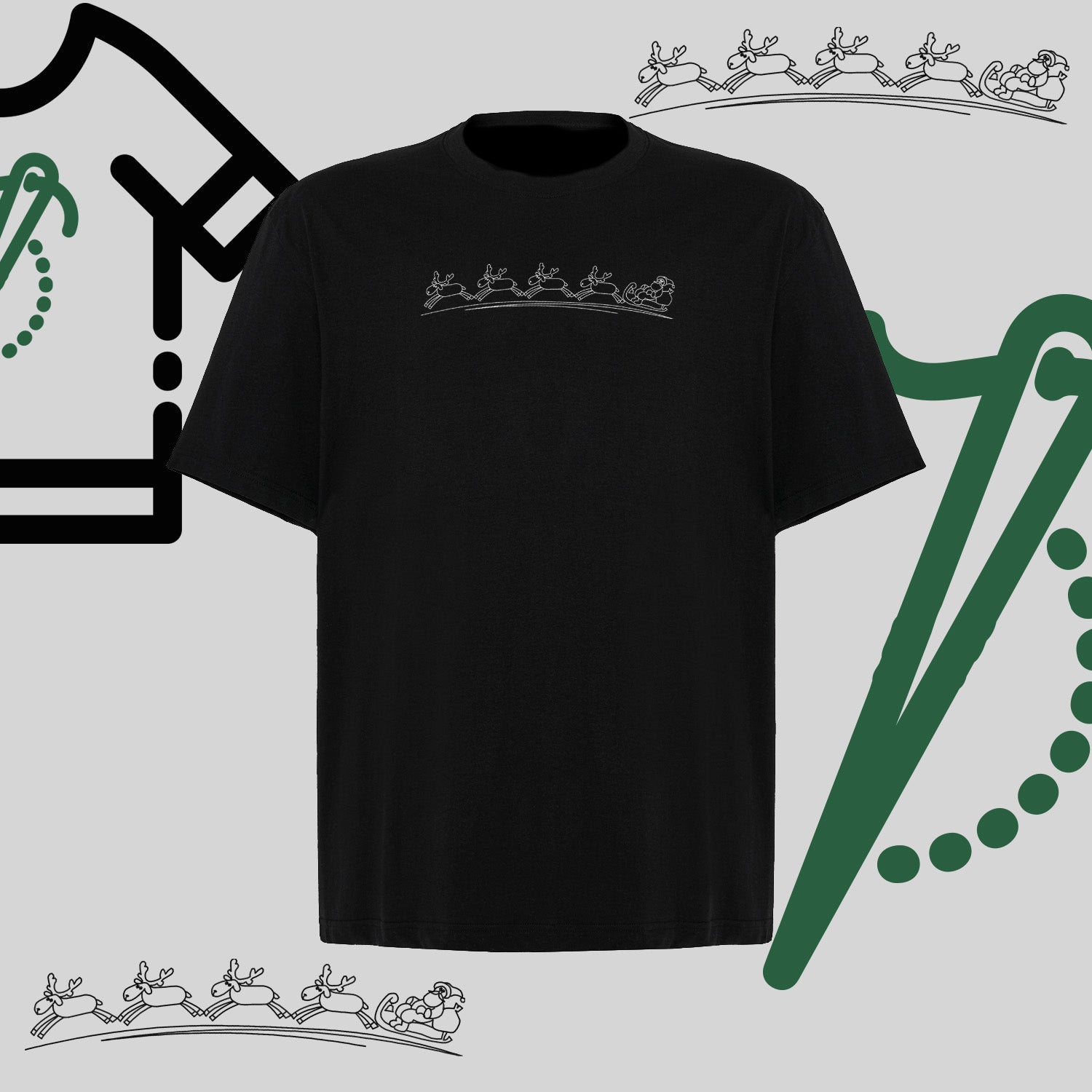 Koszulka oversize "Zaprzęg Świąteczny" – haft komputerowy, styl z przesłaniem