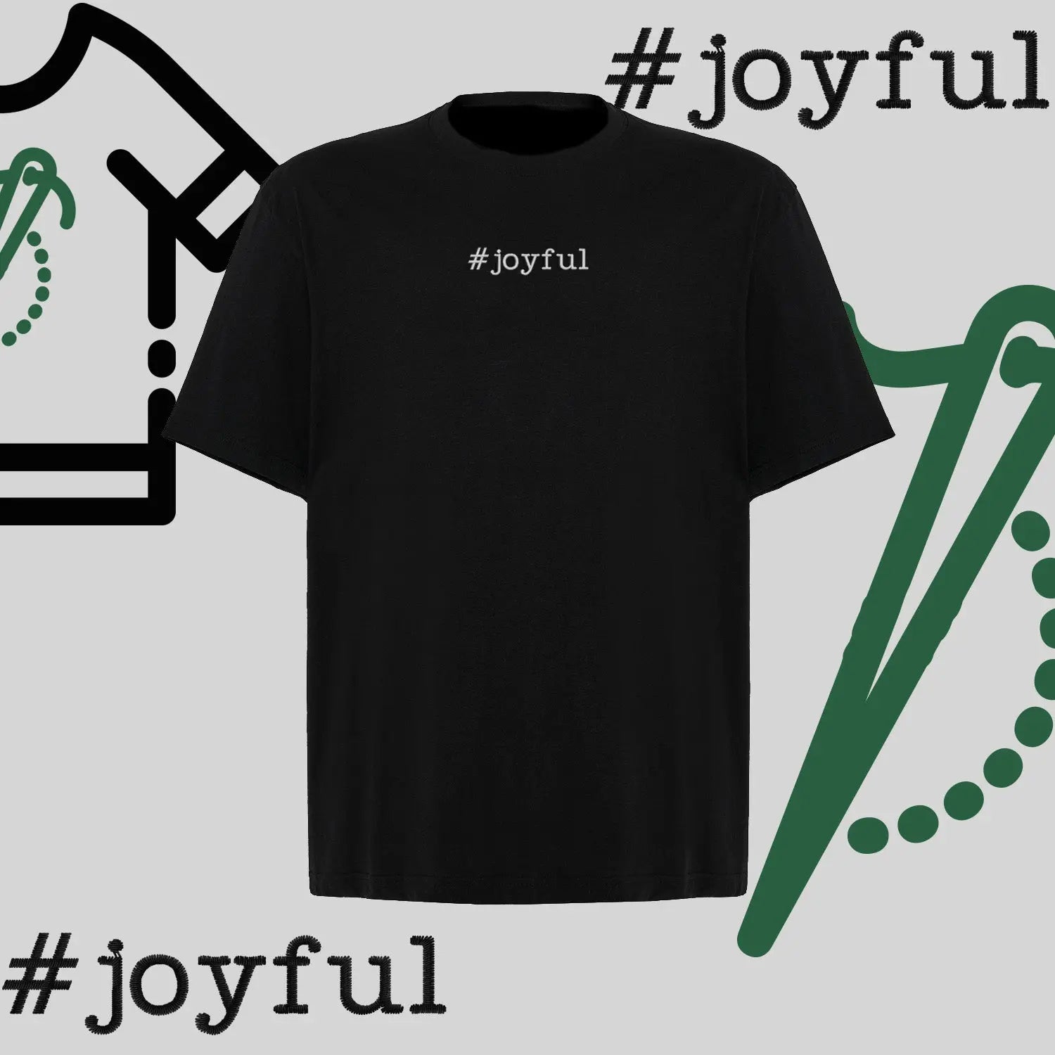 Koszulka oversize "#joyful" – haft komputerowy, styl pełen radości Haft z radości