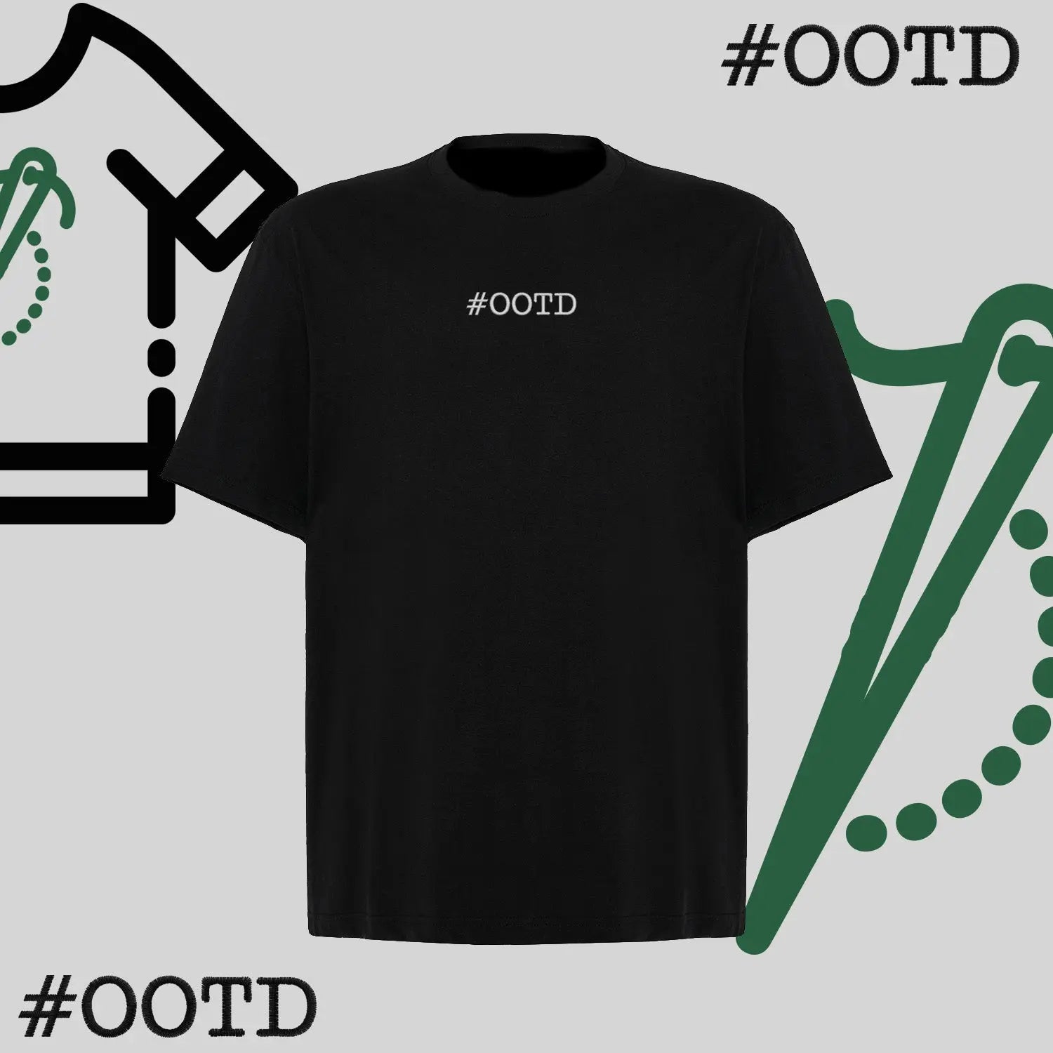 Koszulka oversize "OOTD" – haft komputerowy, modna na co dzień Haft z radości