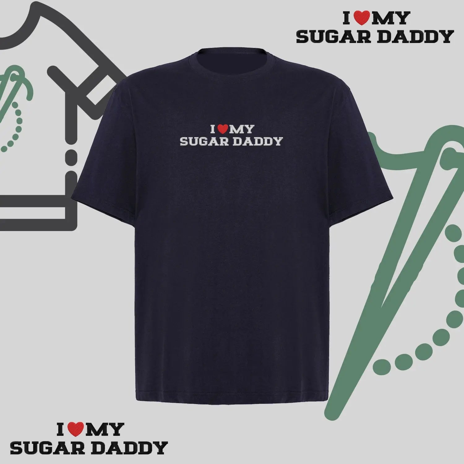 Koszulka oversize z haftem „„I❤️ MY SUGAR DADDY" Haft z radości
