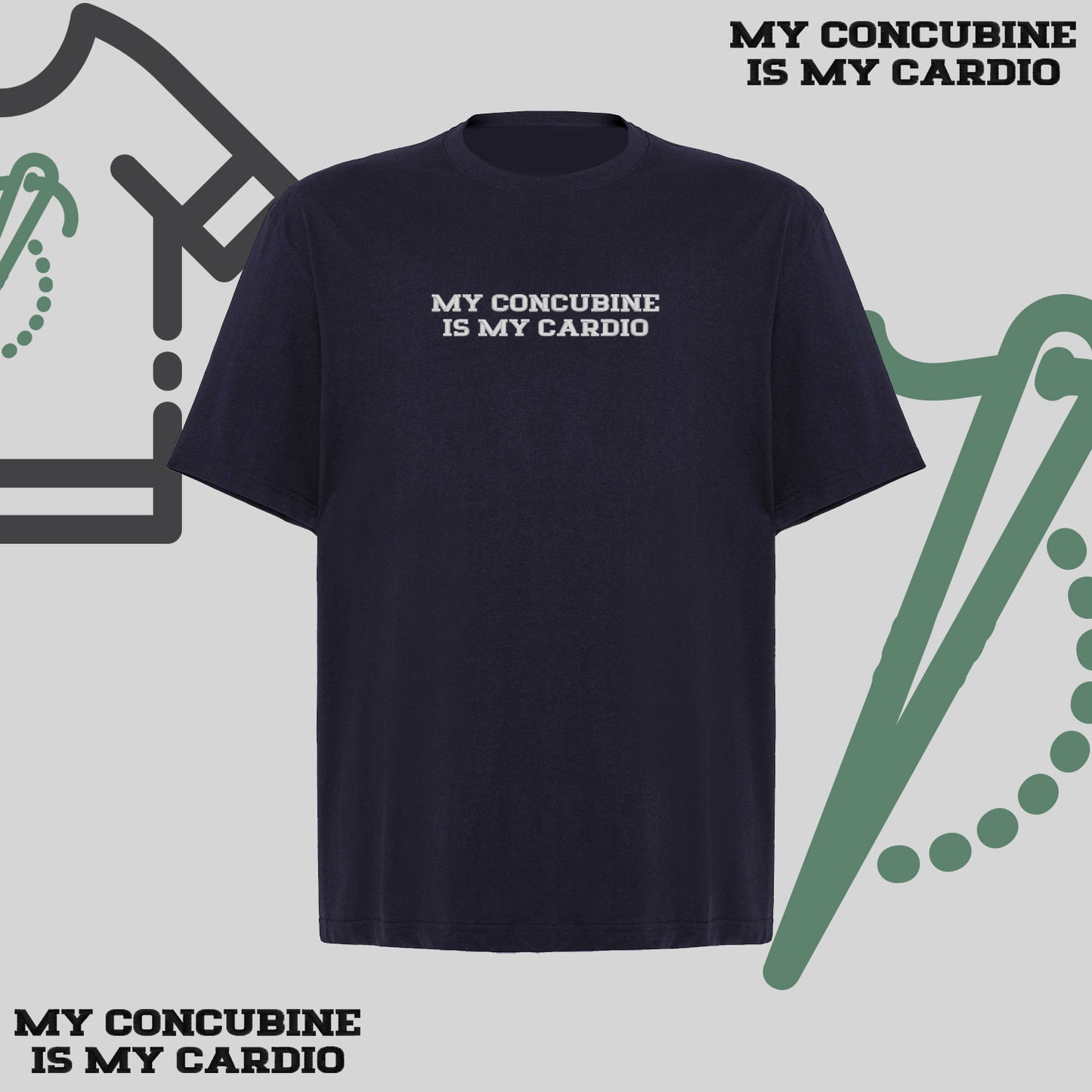 Koszulka oversize z haftem „My Concubine Is My Cardio"