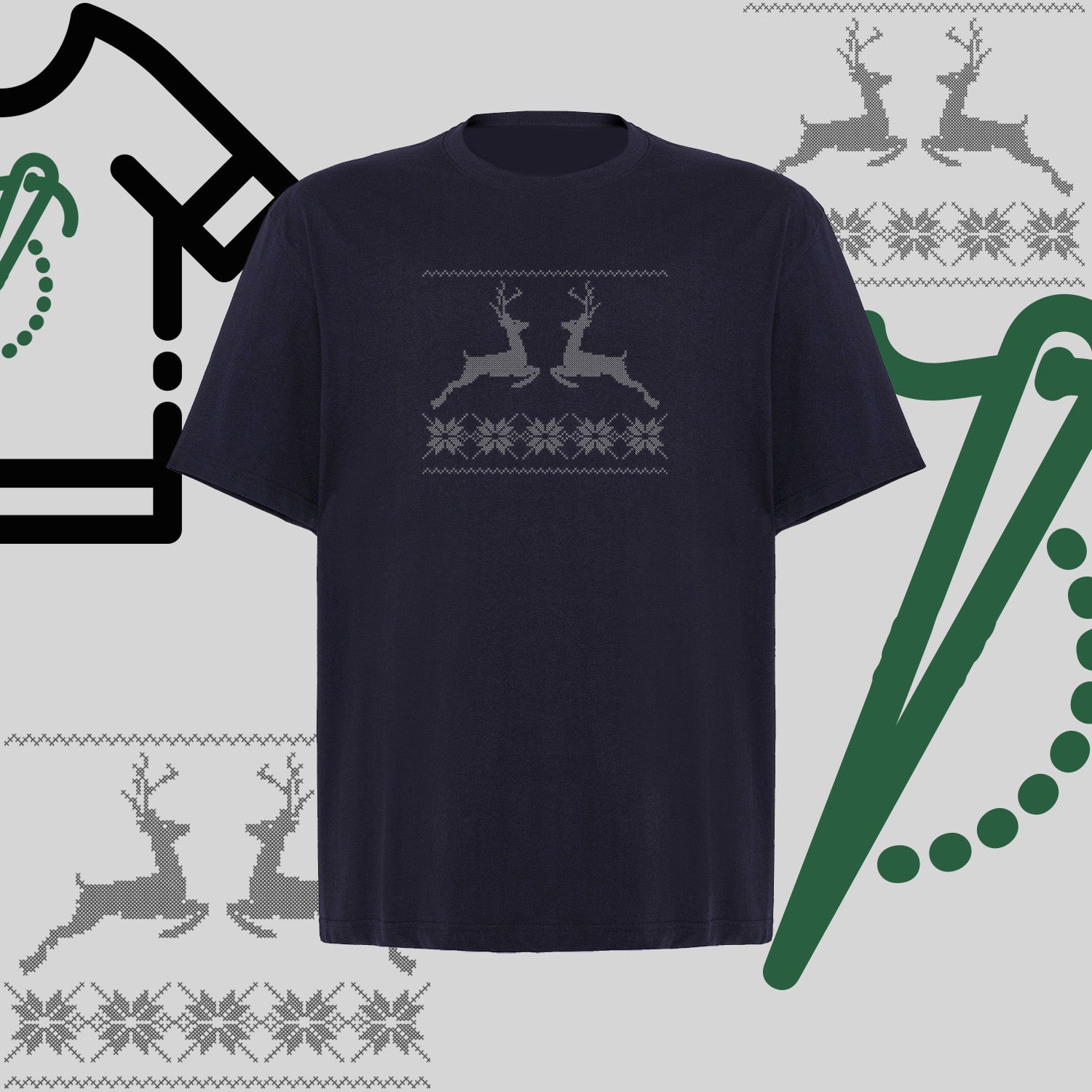 Koszulka oversize "Renifer Christmas" – haft komputerowy, styl z przesłaniem