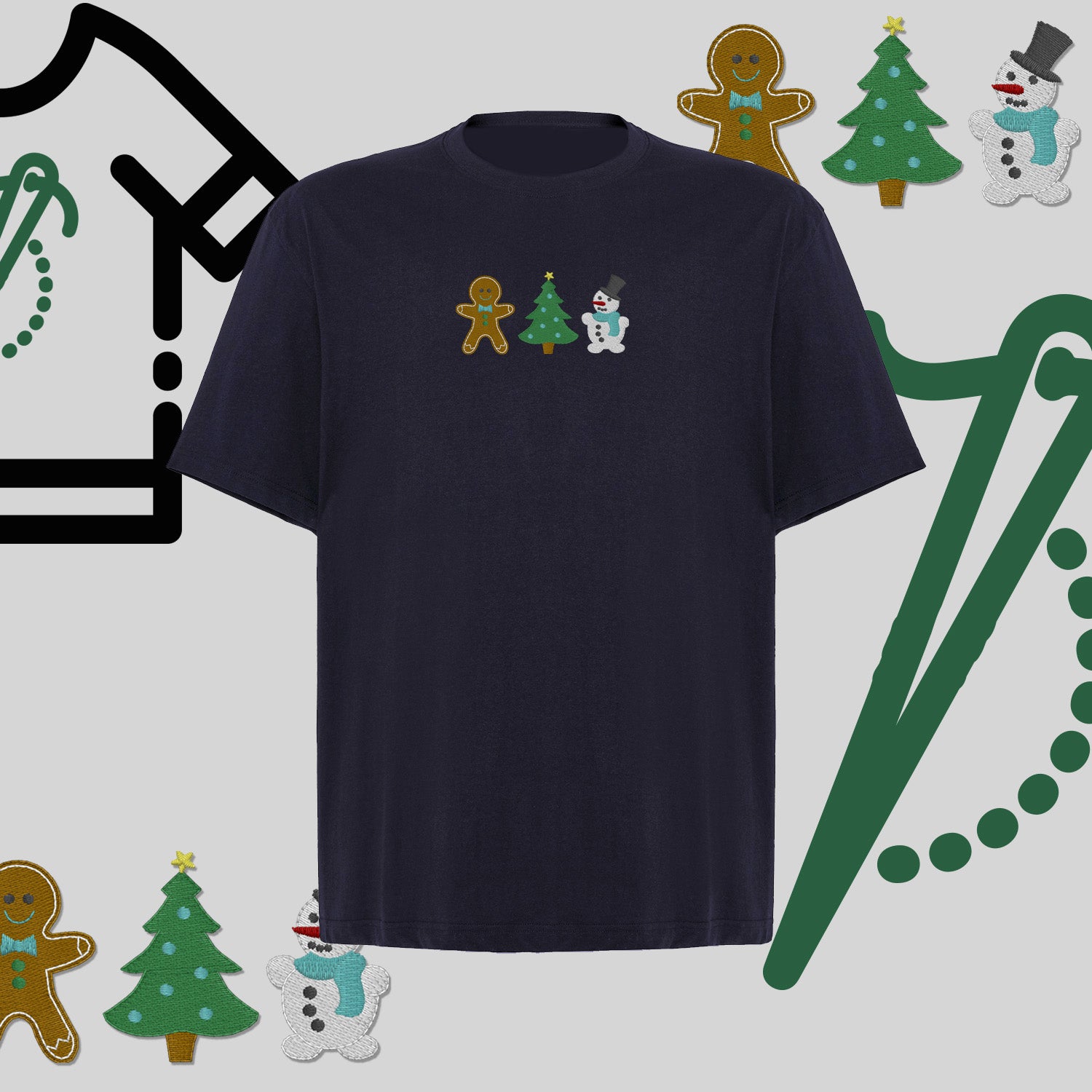 Koszulka oversize "Świąteczna Gromada" – haft komputerowy, styl z przesłaniem