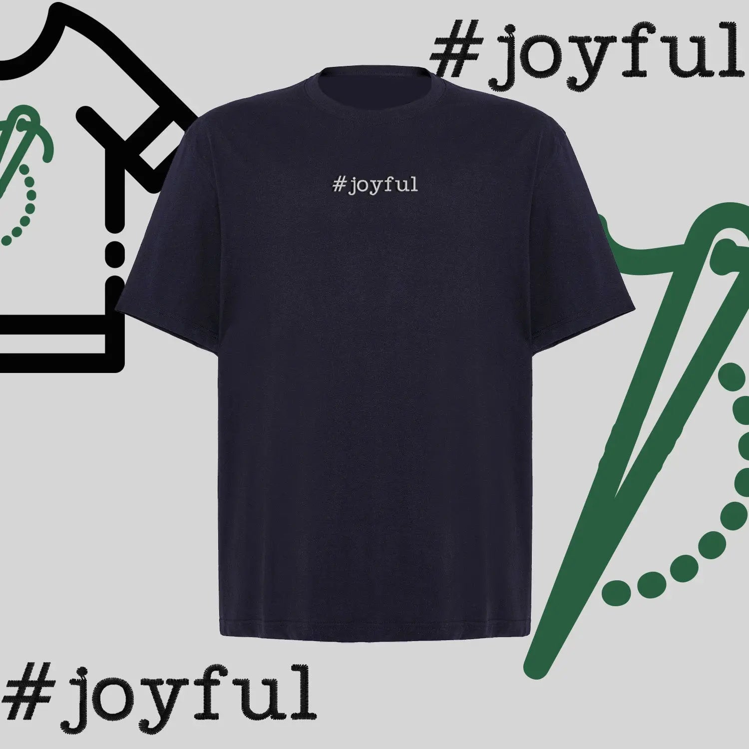 Koszulka oversize "#joyful" – haft komputerowy, styl pełen radości Haft z radości