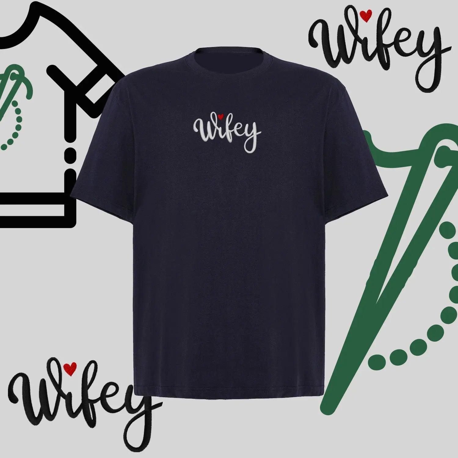 Koszulka oversize "WIFEY" – haft komputerowy, styl dla żony z humorem Haft z radości