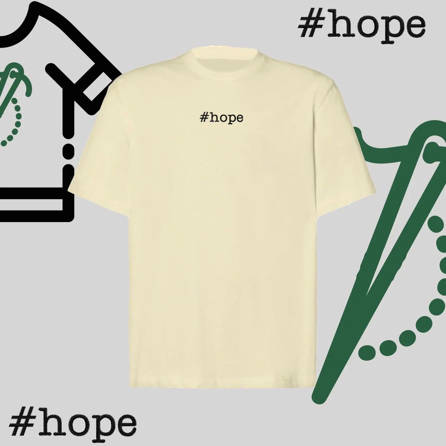 Koszulka oversize "#hope" – haft komputerowy, inspiracja na co dzień Haft z radości