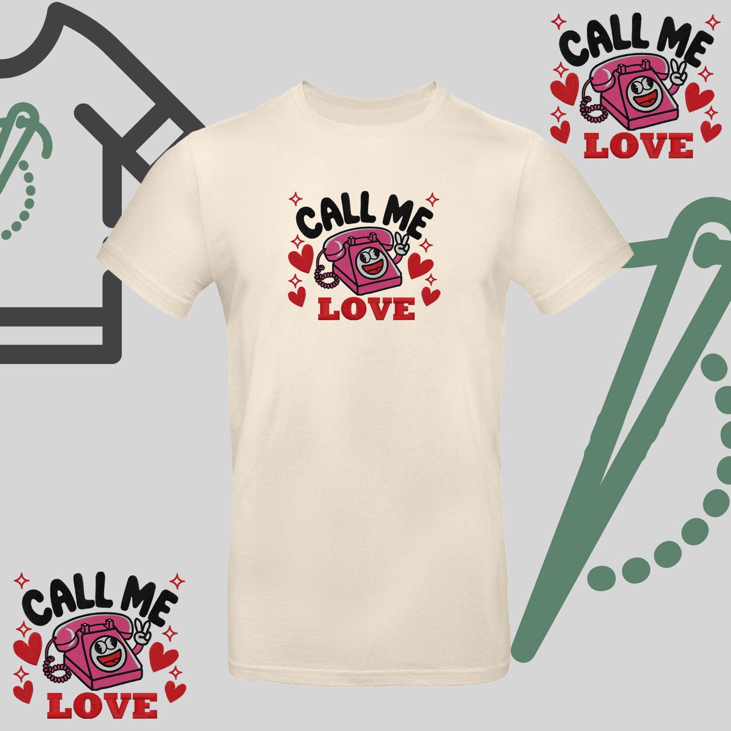 Koszulka unisex z haftem "Call Me Love"