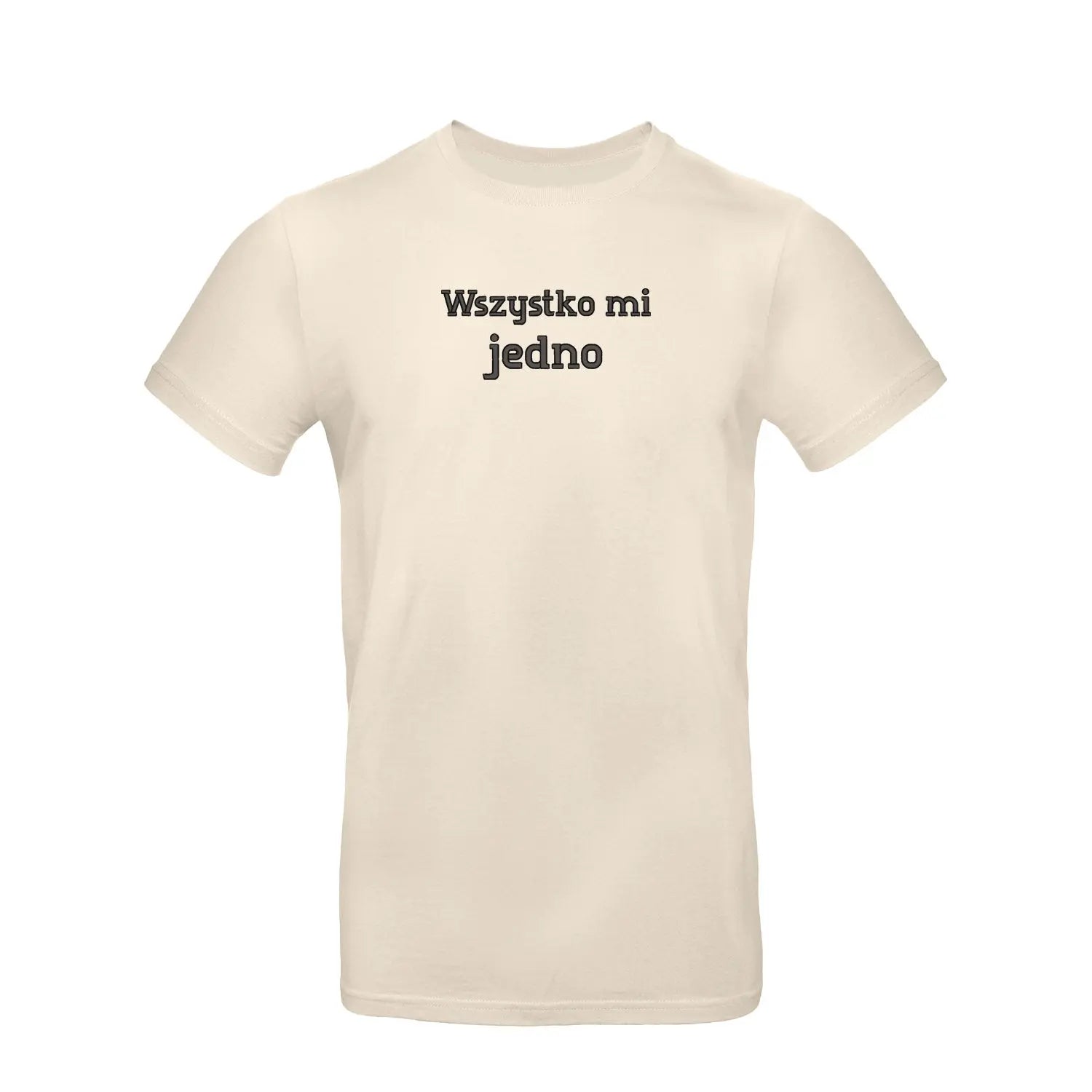 Koszulka unisex „Wszystko mi jedno” – Haft 3D, Luz i Styl Haft z radości
