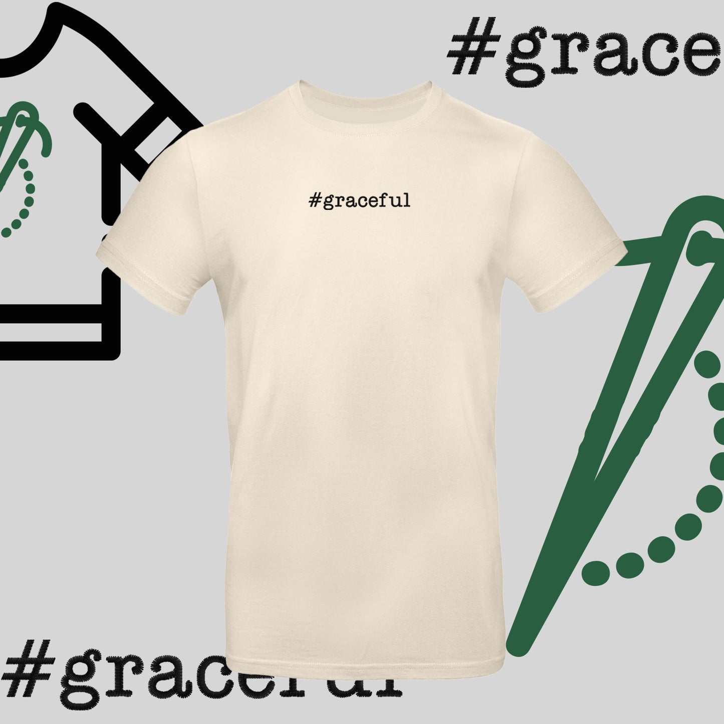 Koszulka unisex "#graceful" – haft komputerowy, elegancja w stylu casual