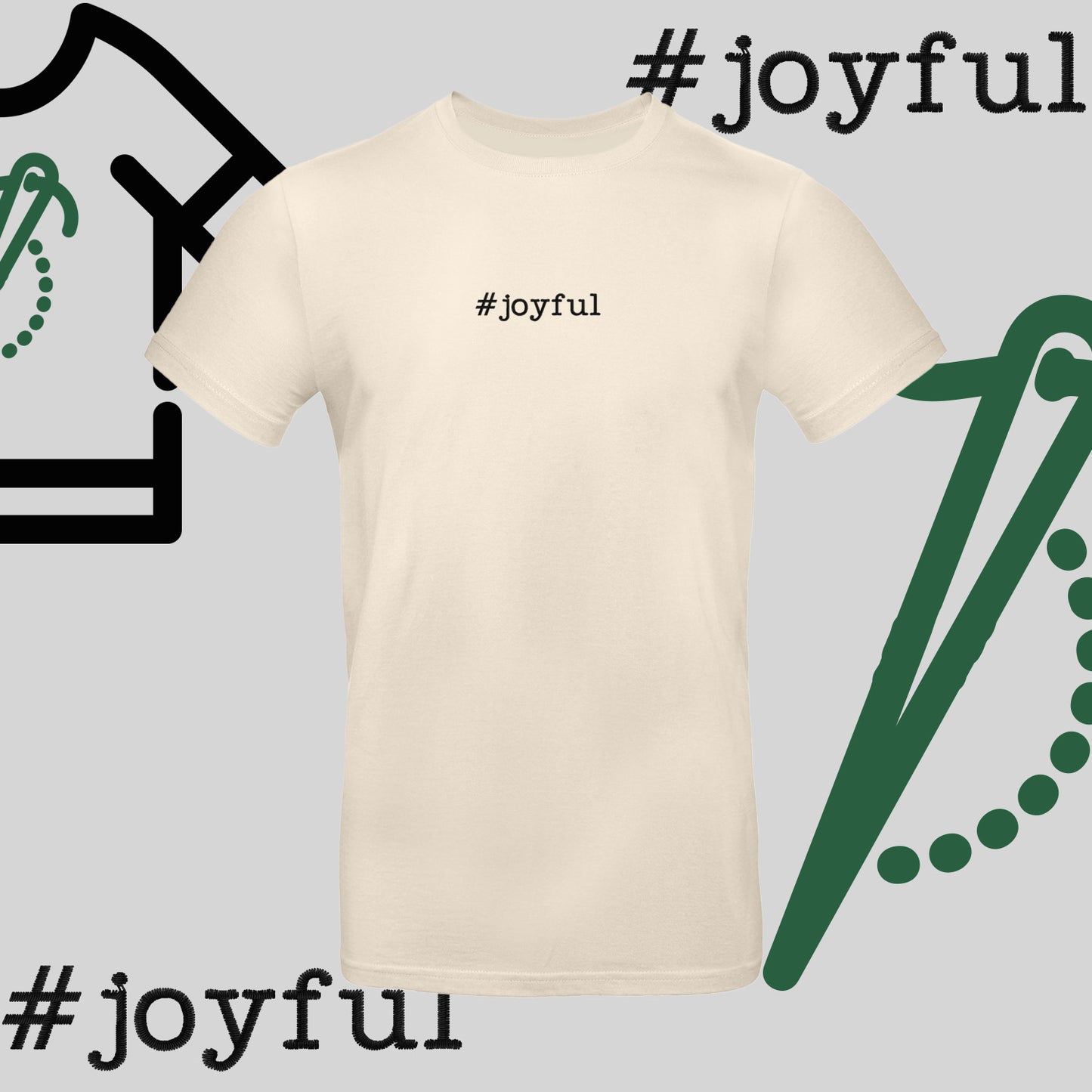 Koszulka unisex "#joyful" – haft komputerowy, styl pełen radości