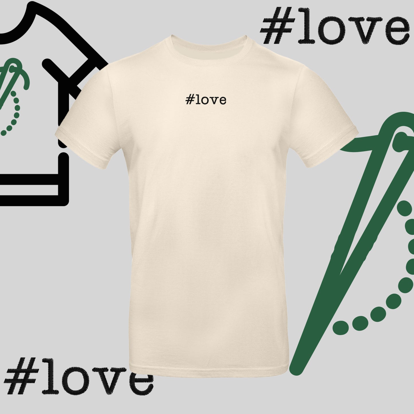 Koszulka unisex  "#love" – haft komputerowy, styl z pozytywnym przekazem