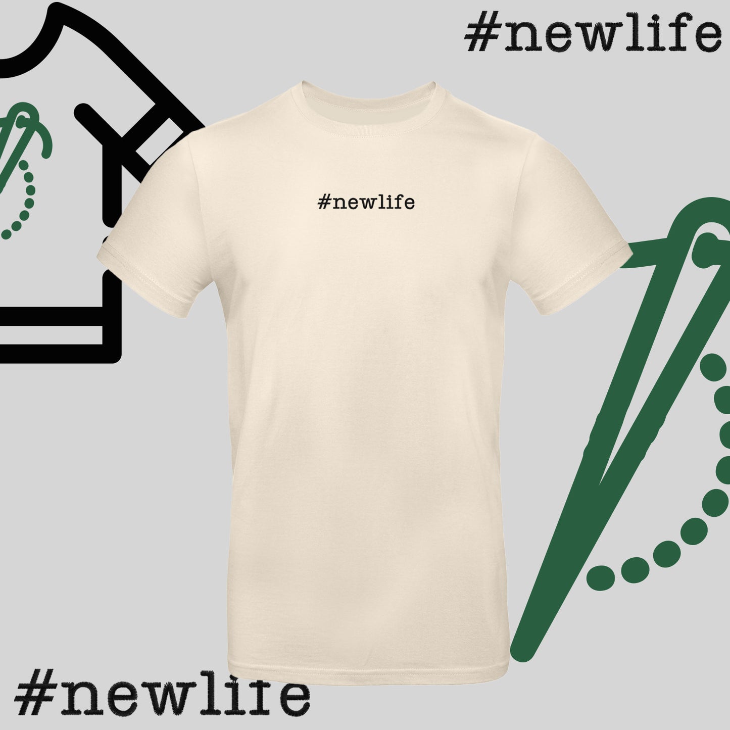 Koszulka unisex  "#newlife" – haft komputerowy, inspiracja na nowy początek