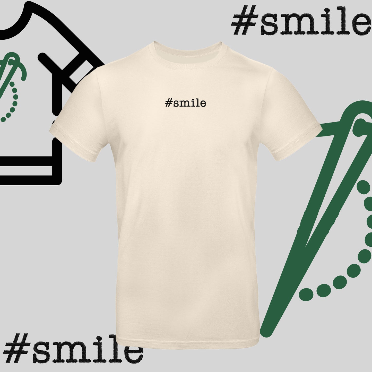 Koszulka unisex  "#SMILE" – haft komputerowy, pozytywny styl na co dzień
