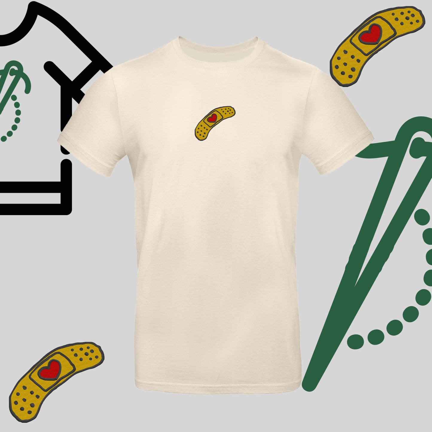 Koszulka unisex "Plaster z sercem" – haft komputerowy, styl pełen emocji i troski