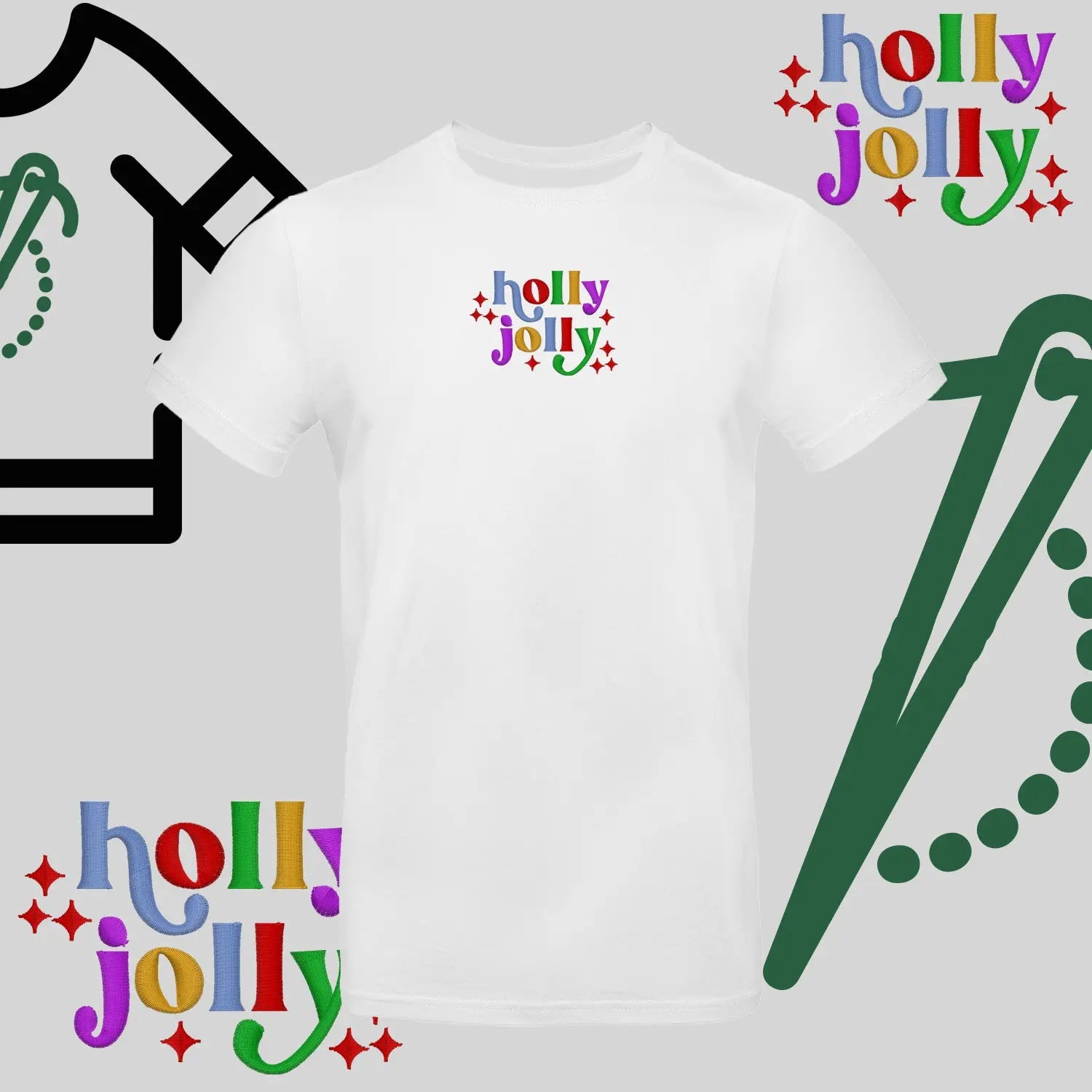 Koszulka unisex  "Holly Jolly" – haft komputerowy, styl z pozytywnym przekazem Haft z radości
