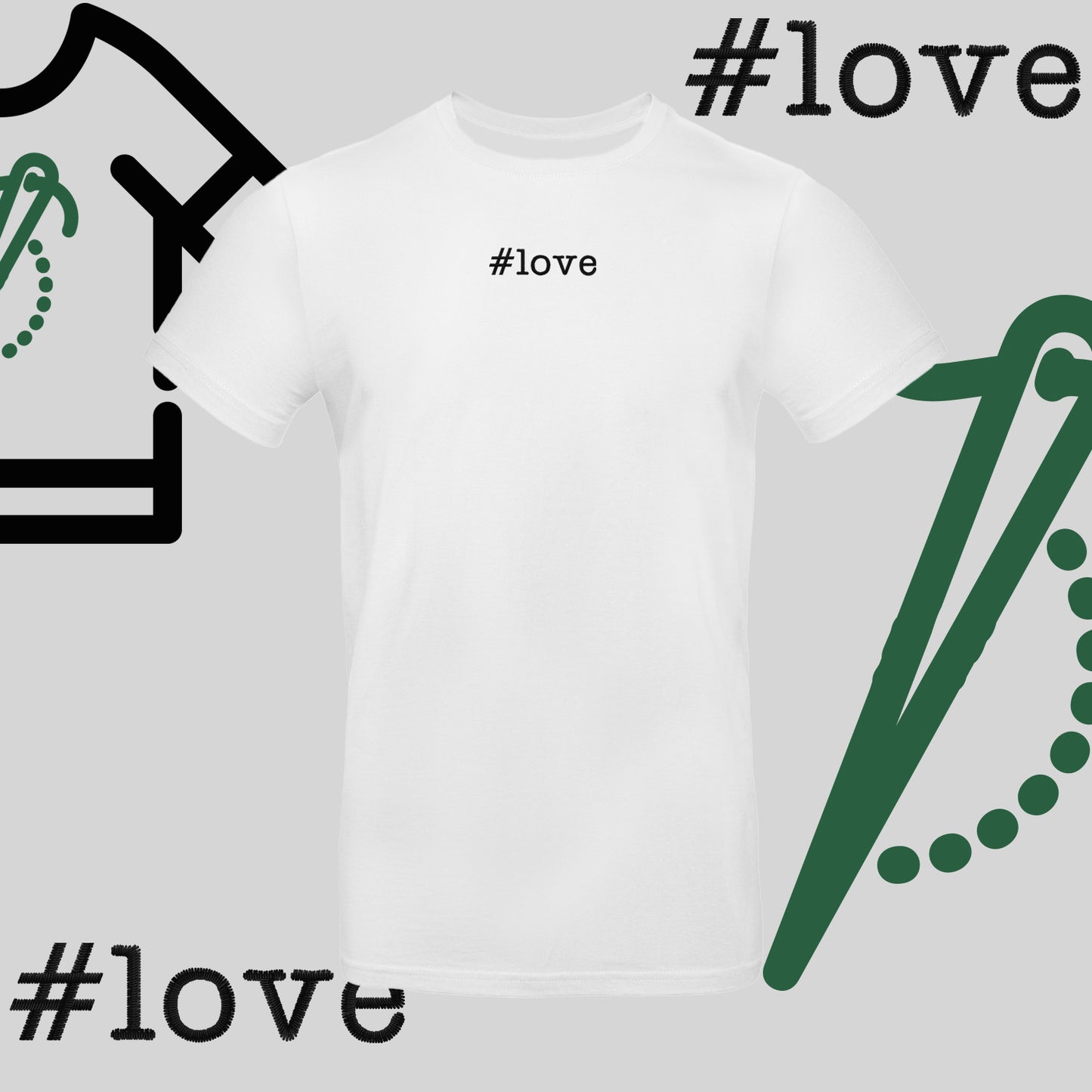Koszulka unisex  "#love" – haft komputerowy, styl z pozytywnym przekazem