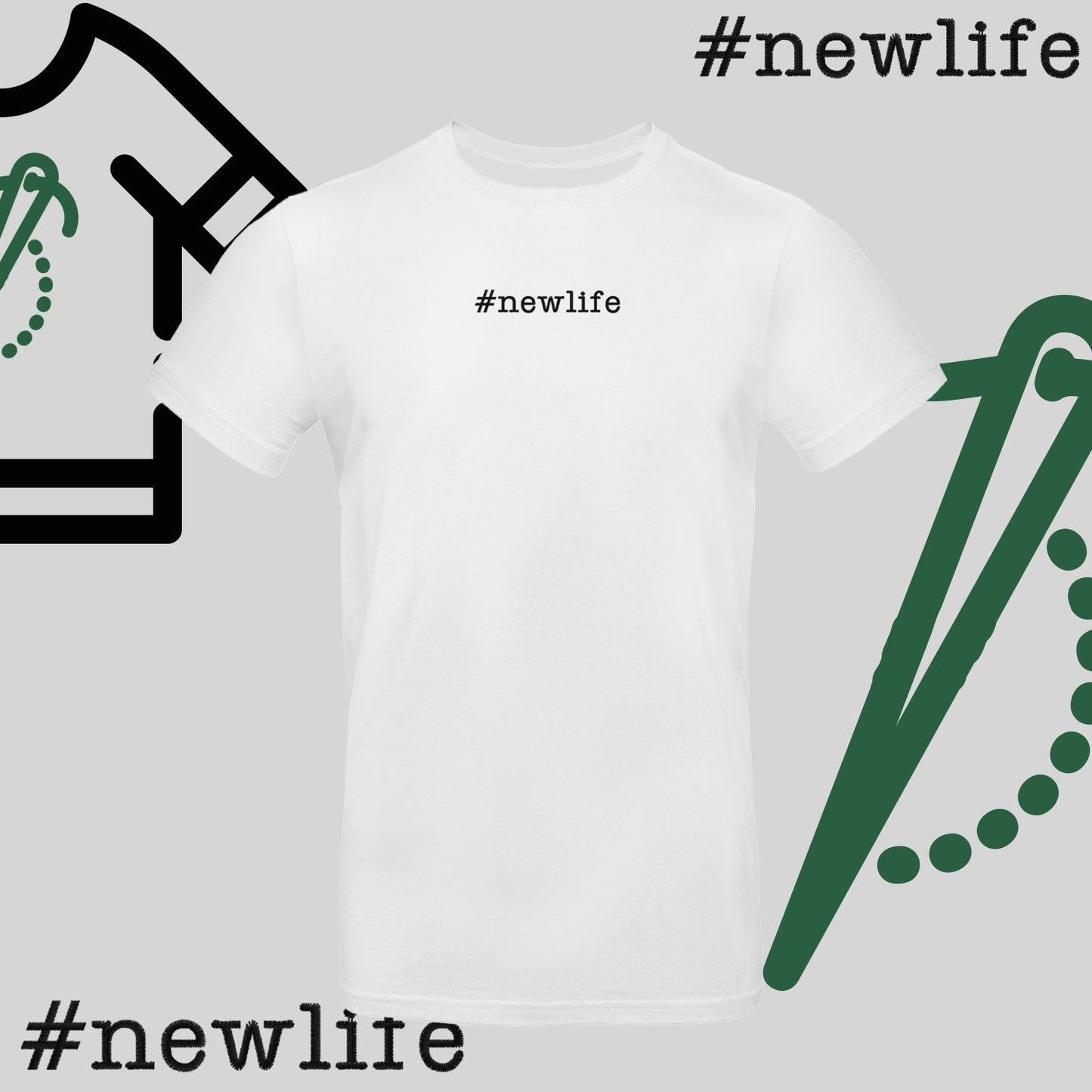Koszulka unisex  "#newlife" – haft komputerowy, inspiracja na nowy początek