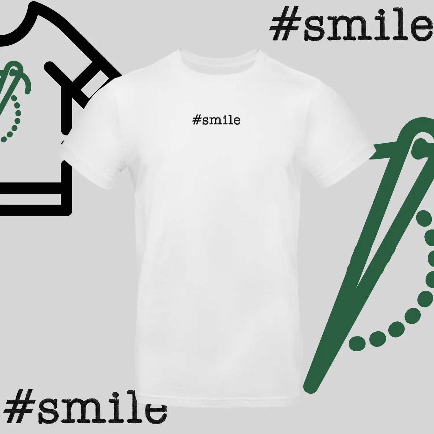 Koszulka unisex  "#SMILE" – haft komputerowy, pozytywny styl na co dzień Haft z radości