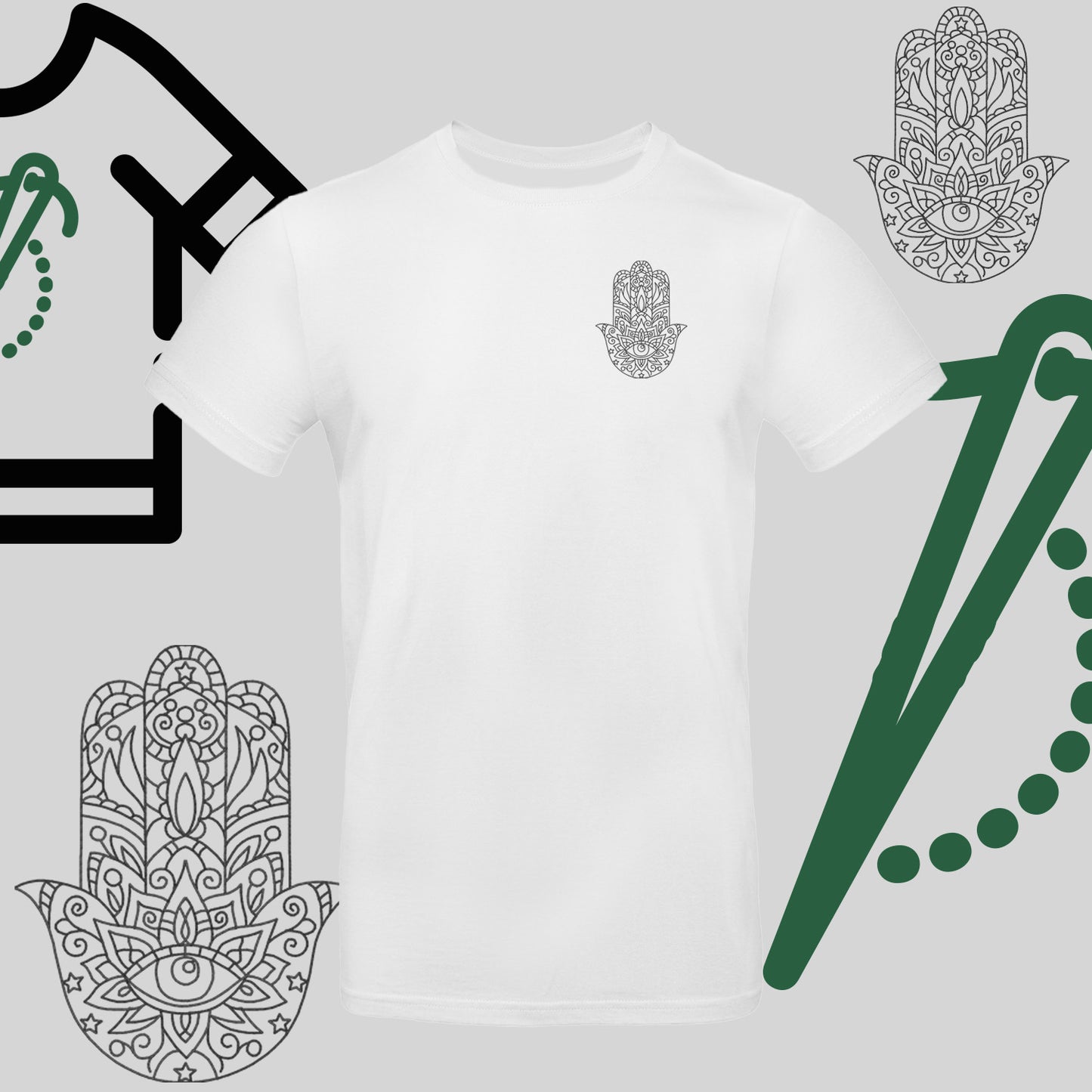 Koszulka unisex "Hamsa" – haft komputerowy, symbol ochrony i stylu