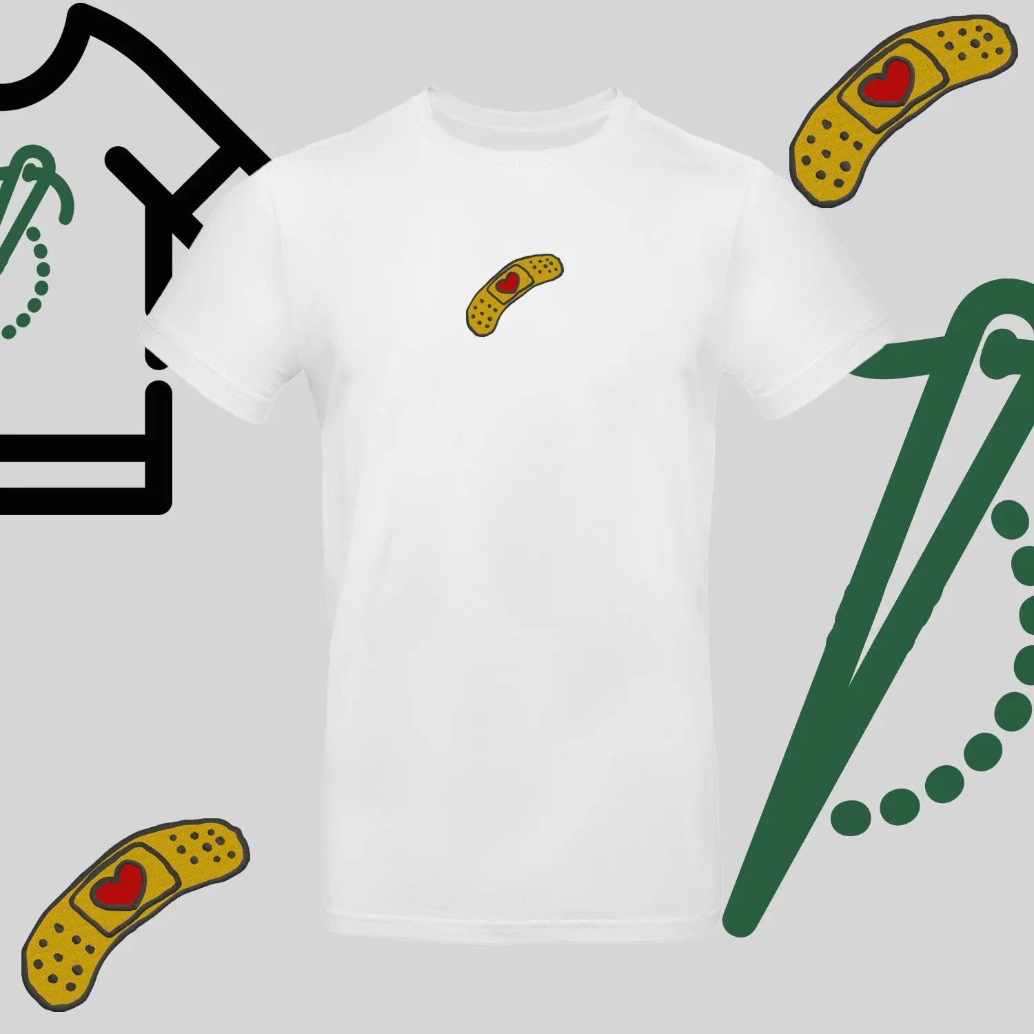 Koszulka unisex "Plaster z sercem" – haft komputerowy, styl pełen emocji i troski Haft z radości