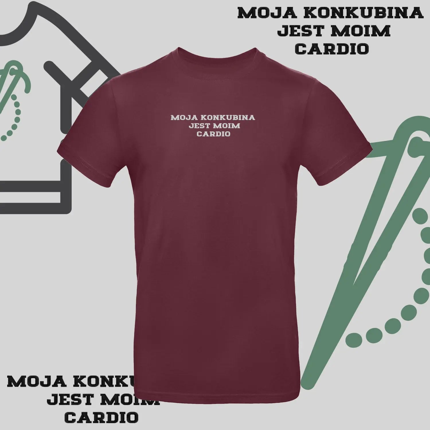 Koszulka unisex z haftem „MOJA KONKUBINA JEST MY CARDIO" Haft z radości