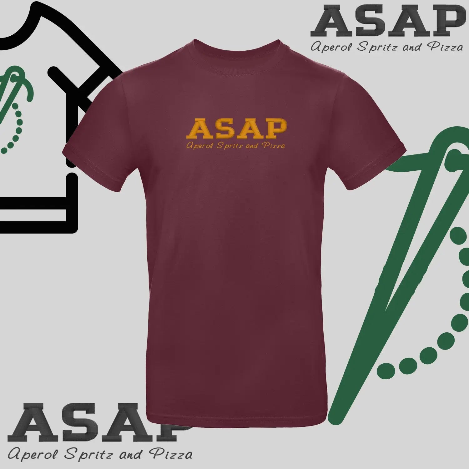 Koszulka unisex "ASAP – Aperol Spritz and Pizza" – haft, włoski klimat Haft z radości