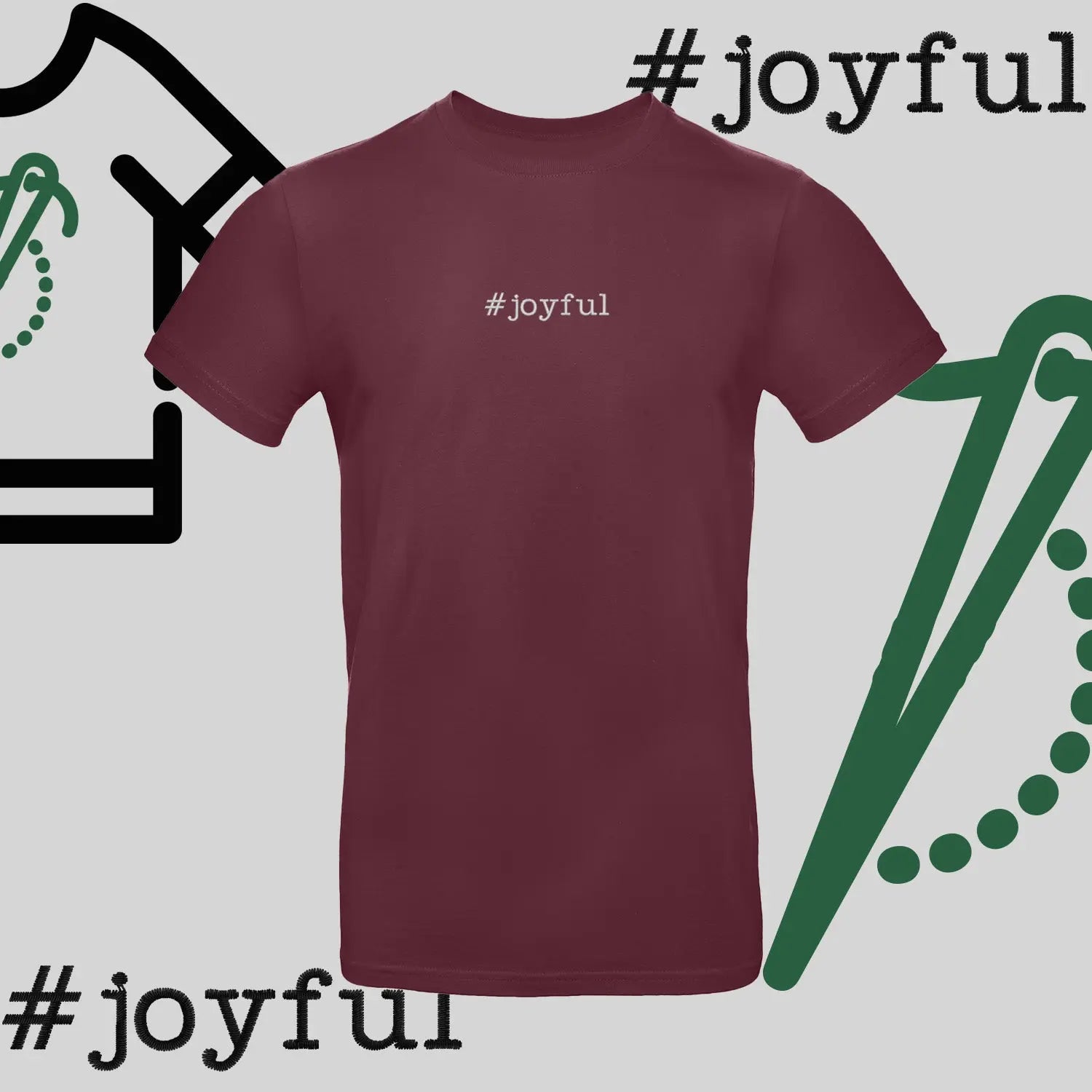 Koszulka unisex "#joyful" – haft komputerowy, styl pełen radości Haft z radości