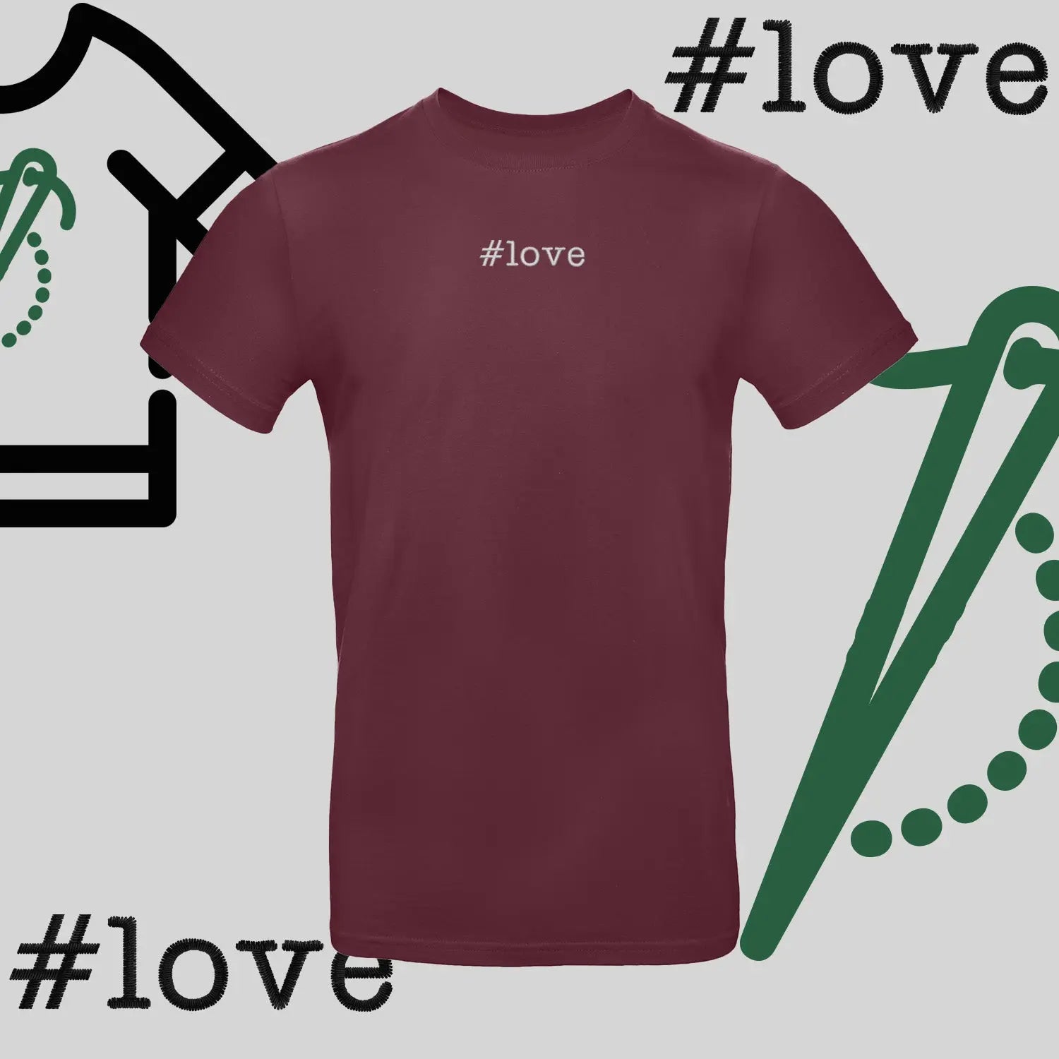 Koszulka unisex  "#love" – haft komputerowy, styl z pozytywnym przekazem Haft z radości