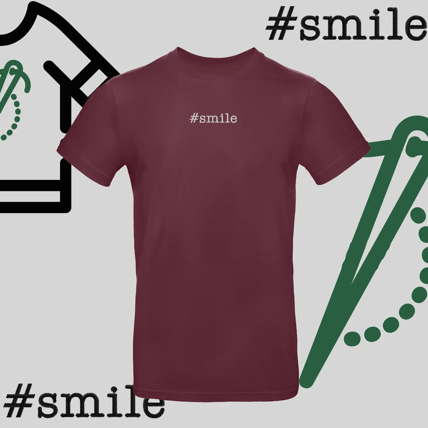 Koszulka unisex  "#SMILE" – haft komputerowy, pozytywny styl na co dzień Haft z radości