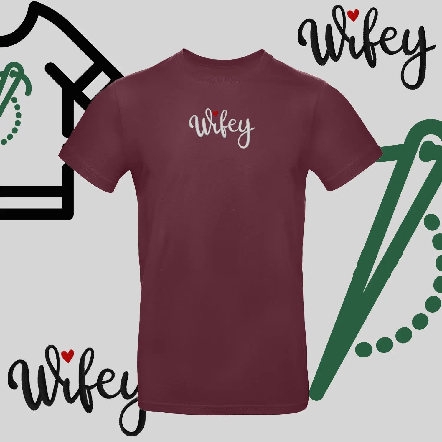 Koszulka unisex "WIFEY" – haft komputerowy, styl dla żony z humorem Haft z radości