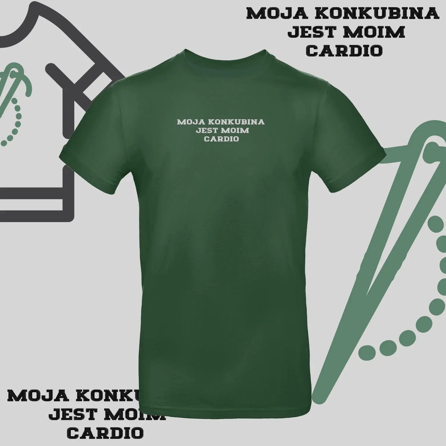 Koszulka unisex z haftem „MOJA KONKUBINA JEST MY CARDIO" Haft z radości